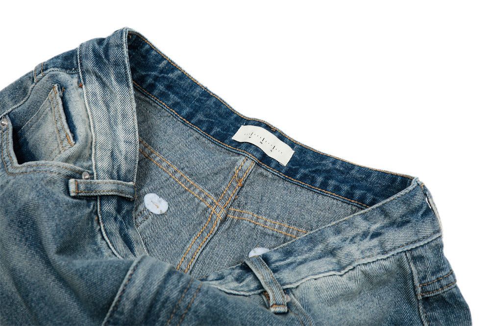 Japanese Brand × Jean Men's distressed straight retro all-match loose washed jeans Size US 32 / EU 48 - 5 Thumbnail