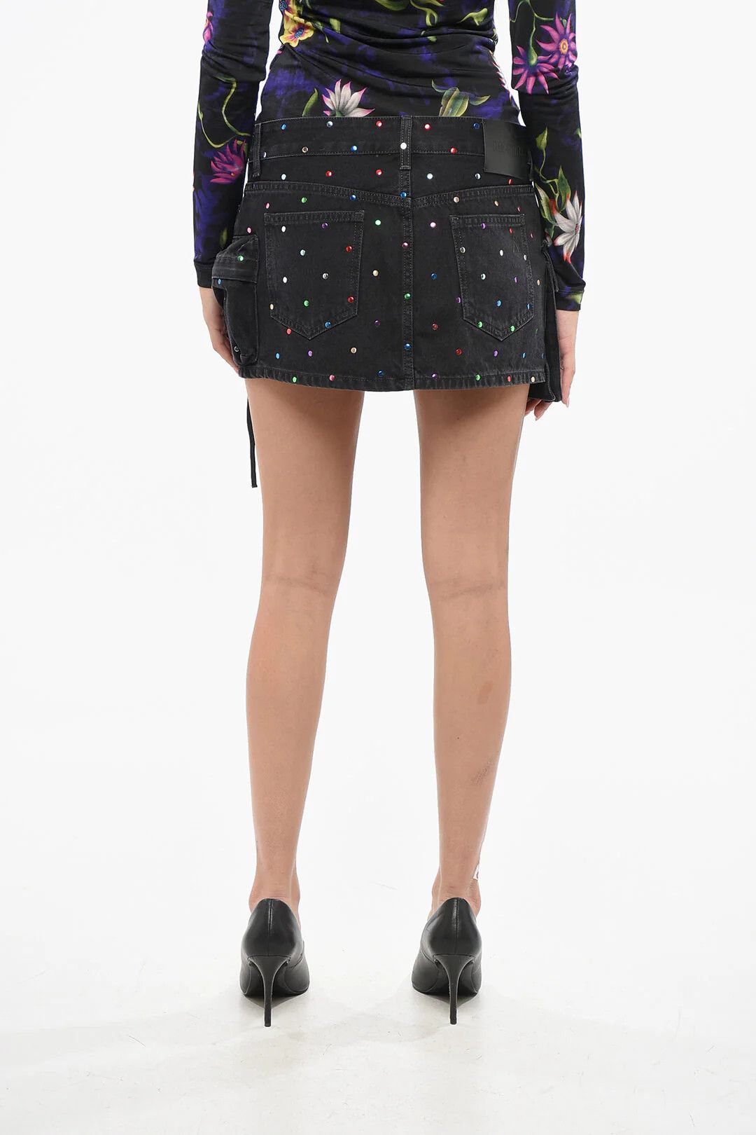 The Attico og1mm0426 Denim Mini Skirt in Black Size 26" / US 2 / IT 38 - 2 Thumbnail