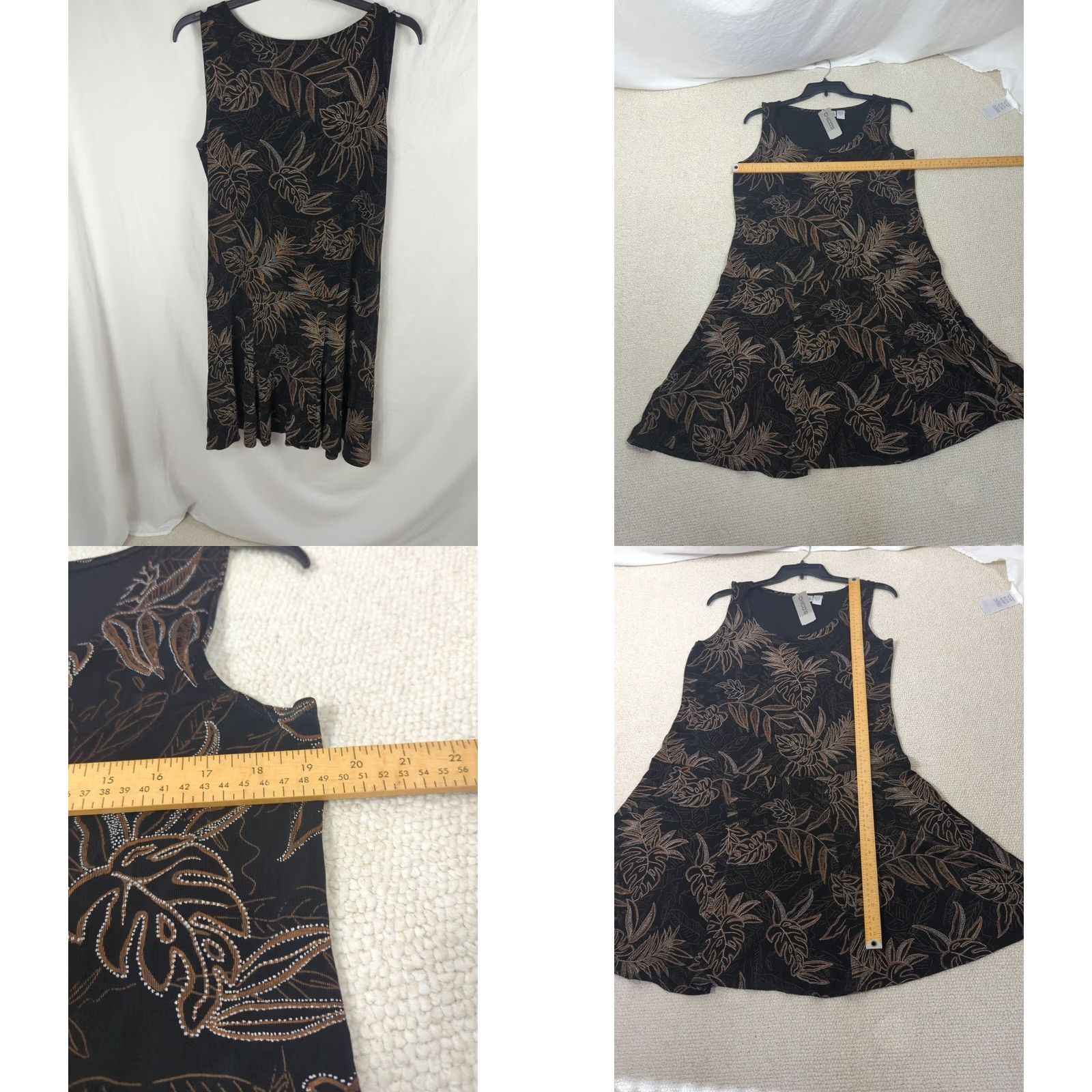 Vintage Chico's Travelers Jungle Trek Dress Black Sleeveless Tropical Floral XL 16/18 Women Size XL / US 12-14 / IT 48-50 - 8 Thumbnail