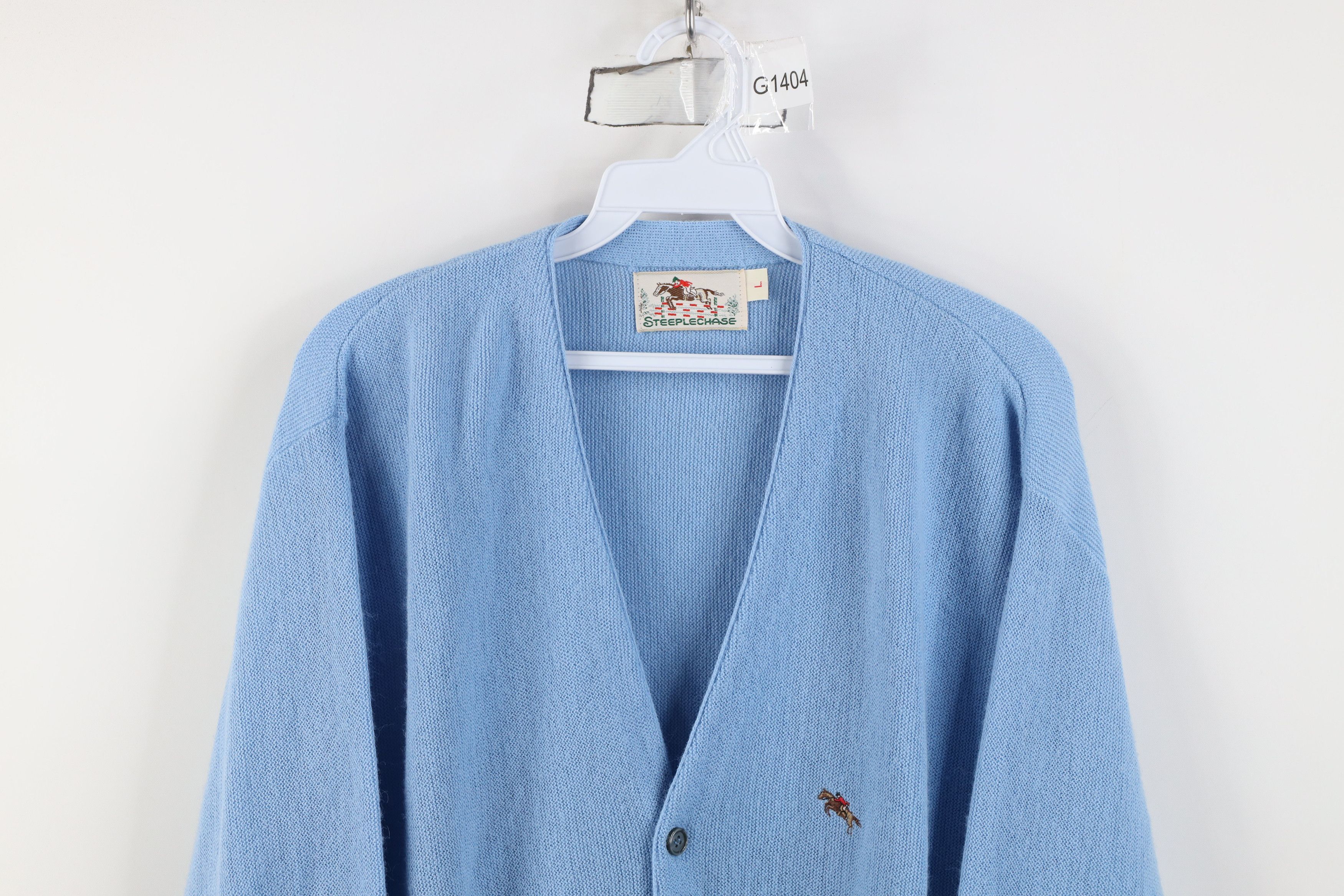 Vintage Vintage 70s Streetwear Equestrian Cardigan Sweater Blue USA Size US L / EU 52-54 / 3 - 2 Thumbnail