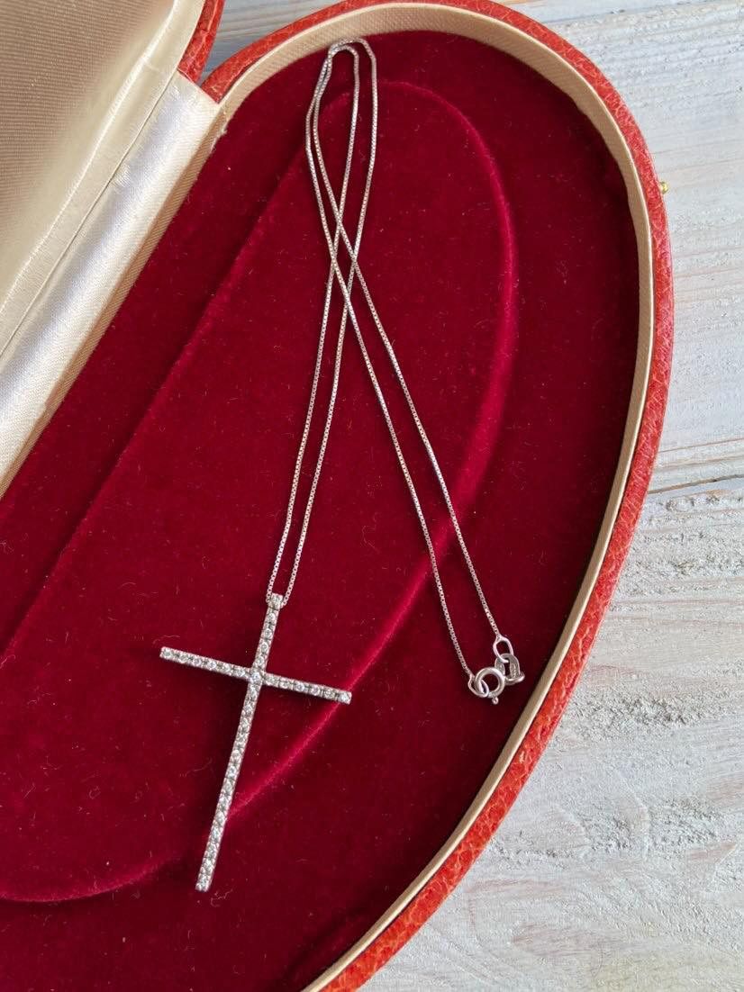 Sterling Silver Vintage Sterling Silver 925 Jewelry Necklace Pendant Cross Size ONE SIZE - 1 Thumbnail