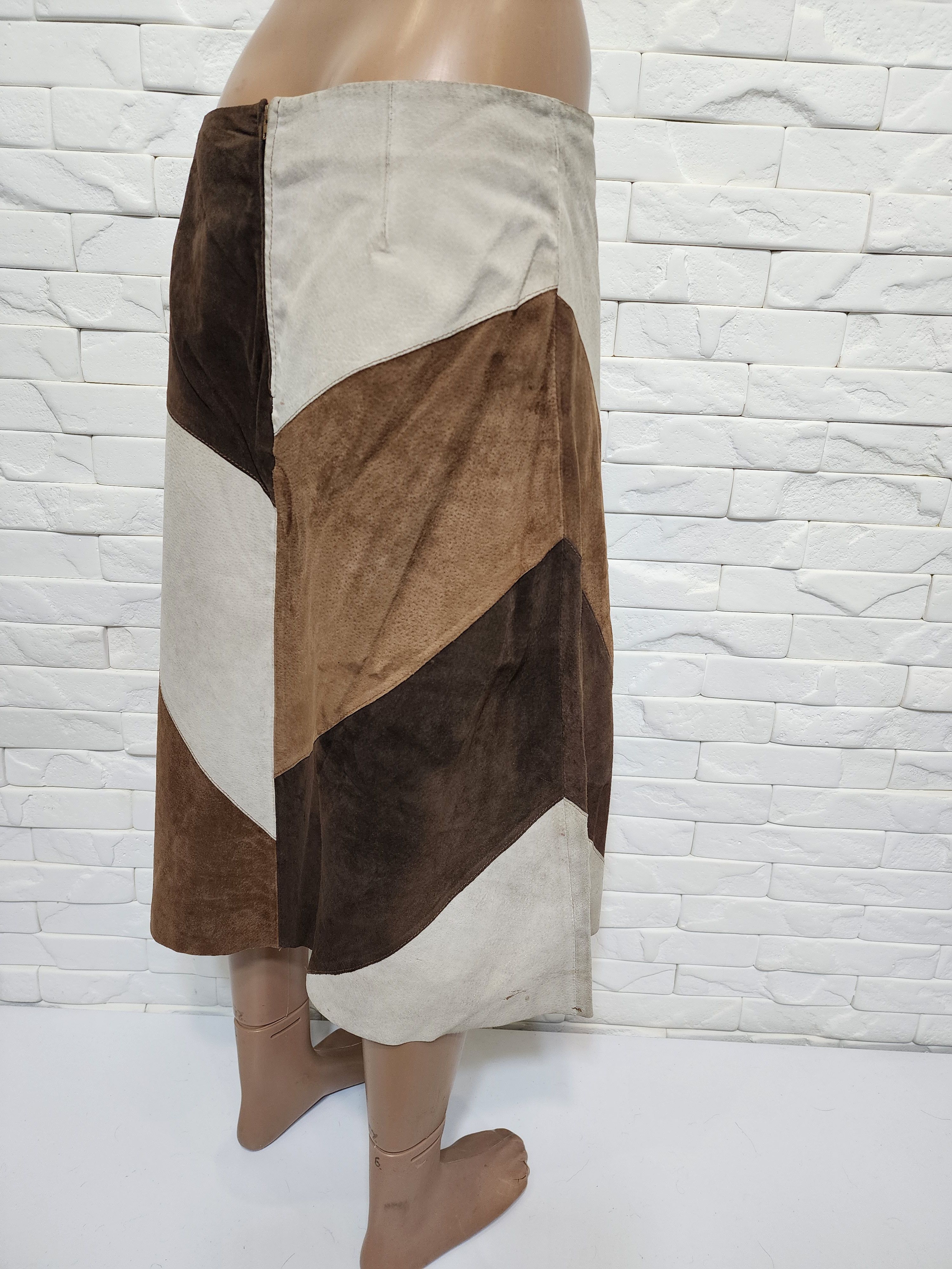 Genuine Leather Brown Suede Leather Skirt: 31" Waist Size 31" - 4 Thumbnail
