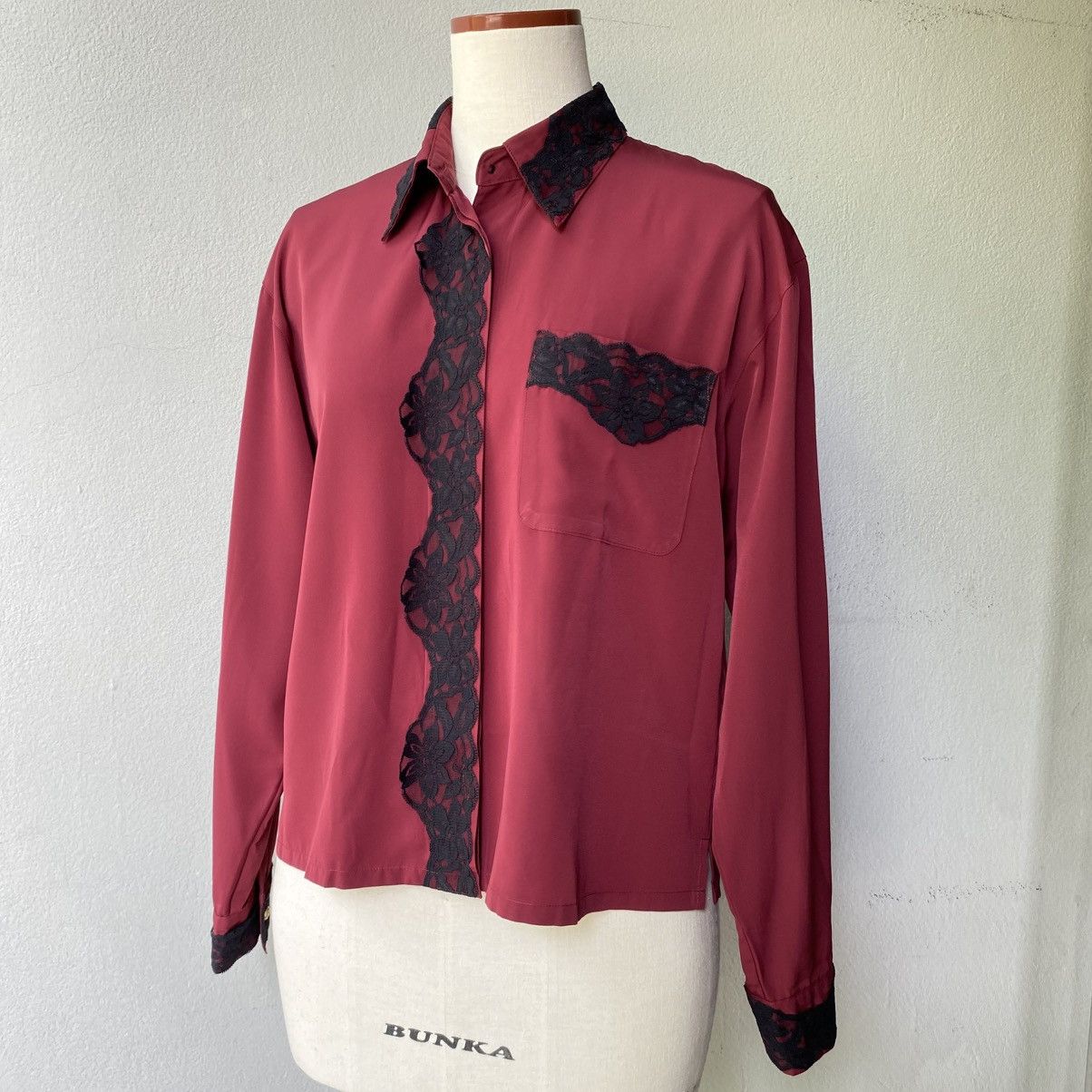 Moschino MOSSCHINO Red Lace Trimmed Shirt Size M / US 6-8 / IT 42-44 - 17 Thumbnail