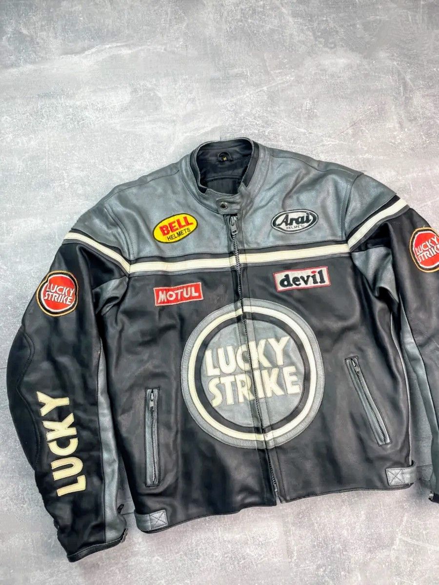 Genuine Leather 🔥🔥 LUCKY STRIKE RACING LEATHER JACKET RARE Size US M / EU 48-50 / 2 - 3 Thumbnail