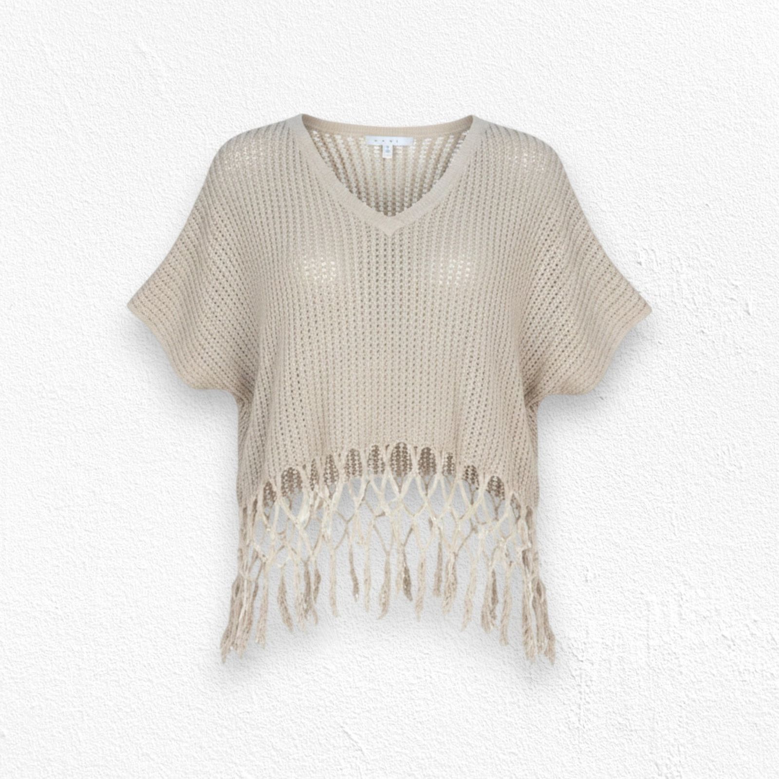 Other Y2K Tan Open Knit Fringe Short Sleeve Top Size Medium Size M / US 6-8 / IT 42-44 - 1 Thumbnail