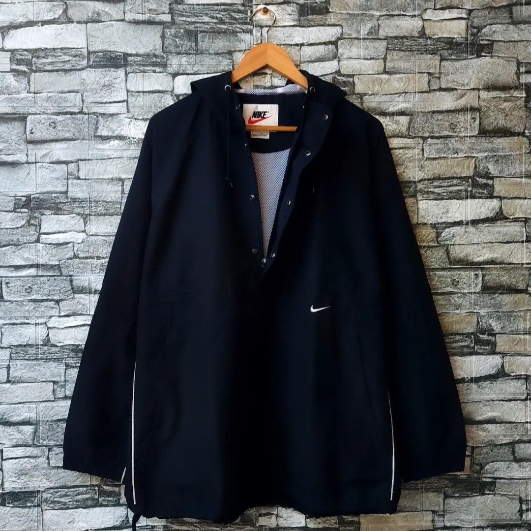 Nike Vintage 90s NIKE Mini Swoosh Half Zip Hooded Jacket Size US L / EU 52-54 / 3 - 1 Thumbnail