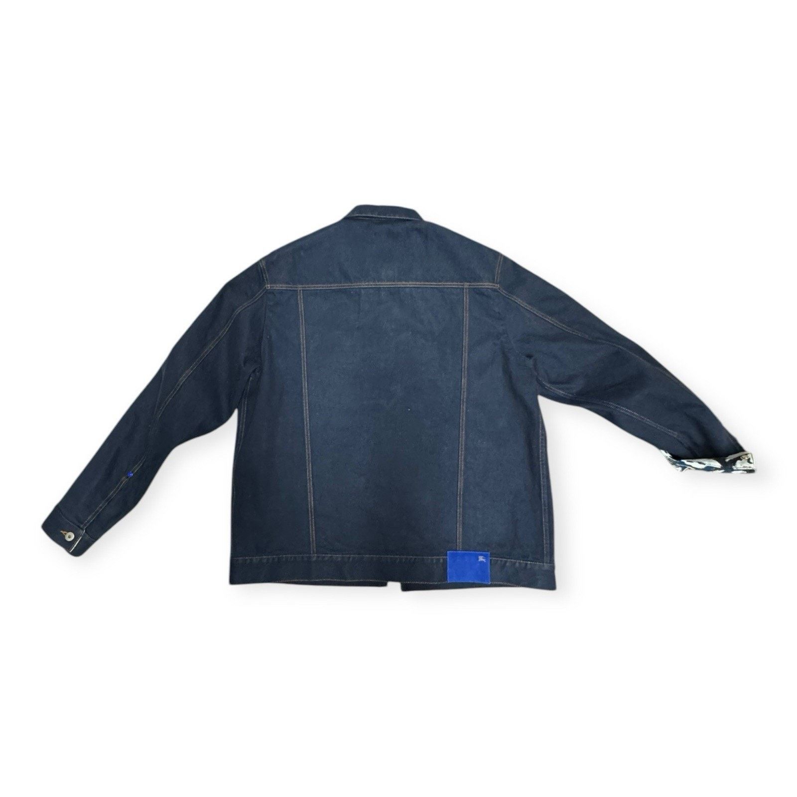 Burberry Mens London Navy Blue Denim Flocked Jacket XL $ 1790 Msrp Size US XL / EU 56 / 4 - 11 Thumbnail