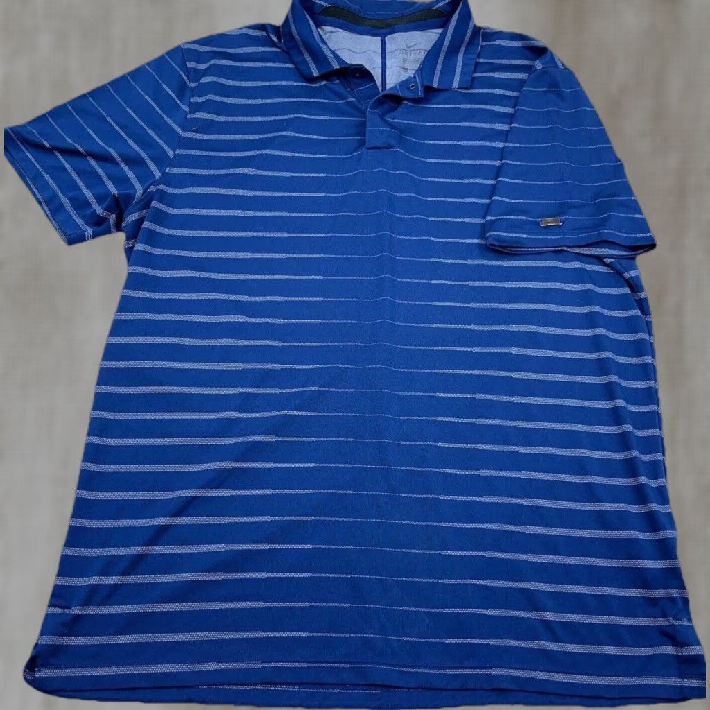 Nike Nike Polo Shirt Men L Blue Striped Dri Fit Performance Golf Standard Snap Shirt L Mens Nike Dri-Fit Polo Blue Striped - Size US L / EU 52-54 / 3 - 1 Thumbnail