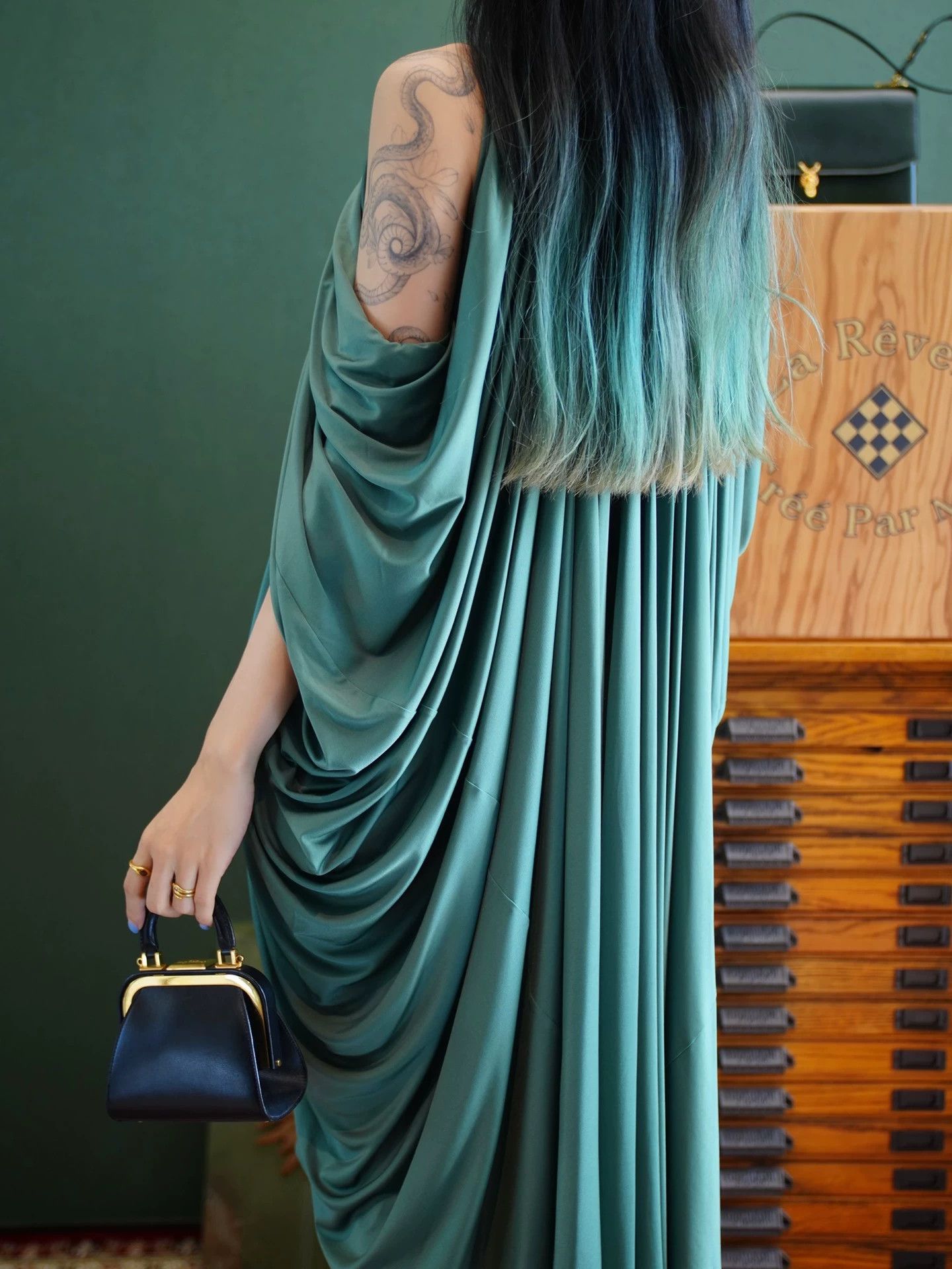 Yves Saint Laurent YSL Vintage Greek Celadon Dress Size ONE SIZE - 7 Thumbnail