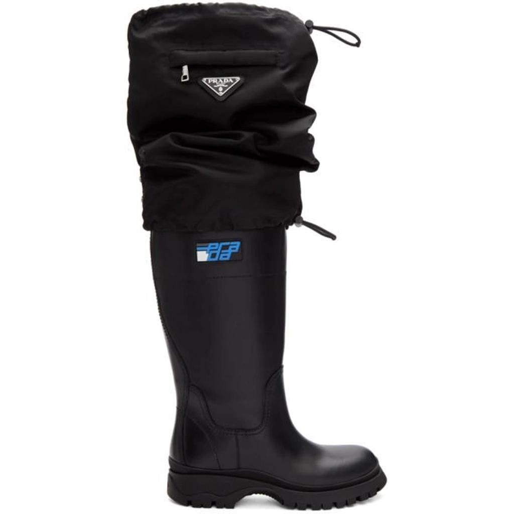 Prada Rare Prada F/W 18 runway nylon gaiters leather boots Size US 6 / IT 36 - 1 Thumbnail