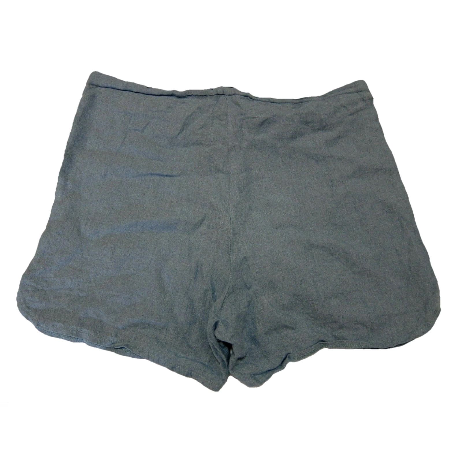 Vintage 220% Linen Blue Green Tie High Rise Waist Casual Flowy Shorts Women Size Medium Size 24" / US 00 / IT 34 - 7 Thumbnail