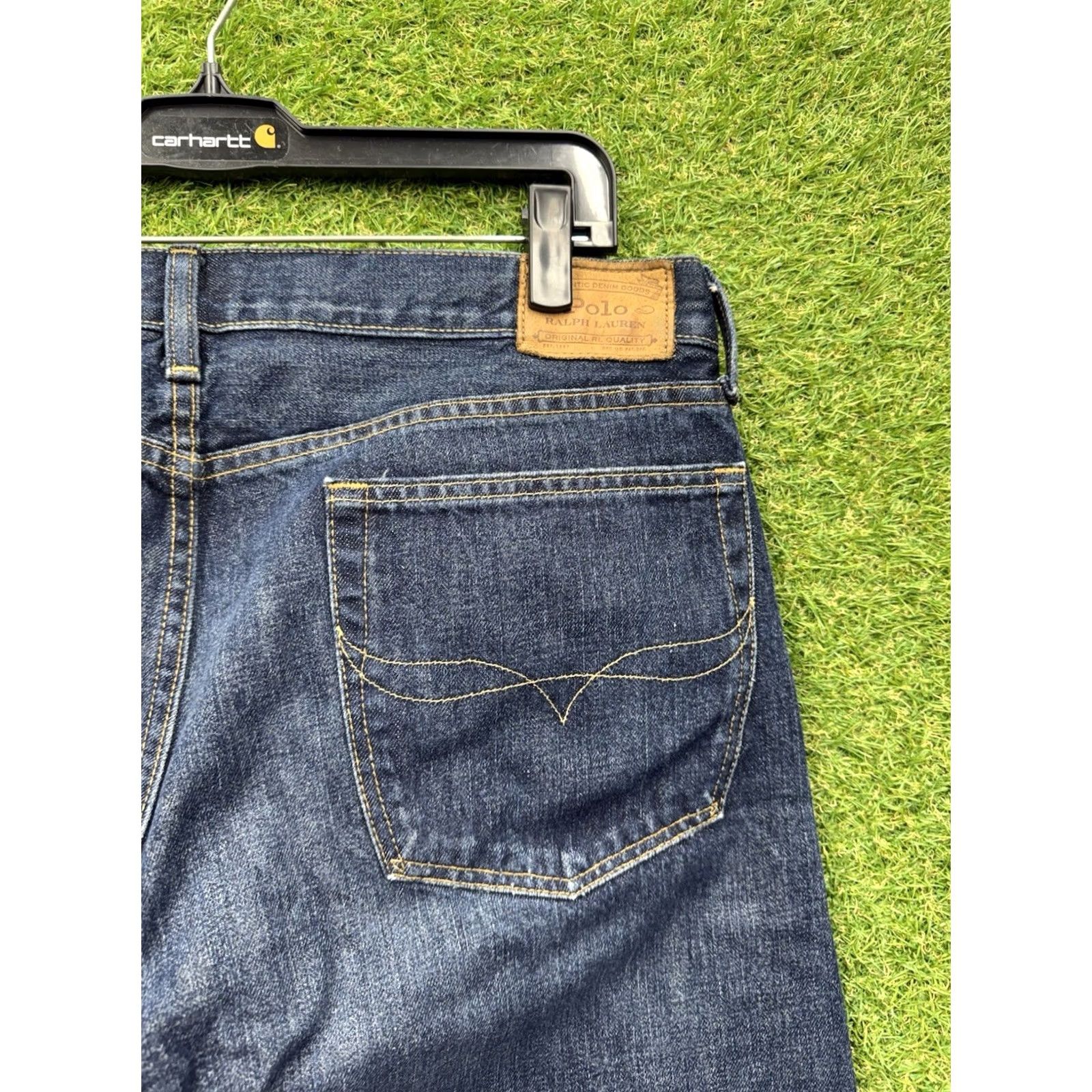 Polo Ralph Lauren Polo Ralph Lauren Hampton Jeans Mens 36x32 Straight Distressed Dark Wash Denim Blue 90s Preppy Baggy Relaxed 5-Pocket Mens City: Mexico Size US M / EU 48-50 / 2 - 3 Thumbnail