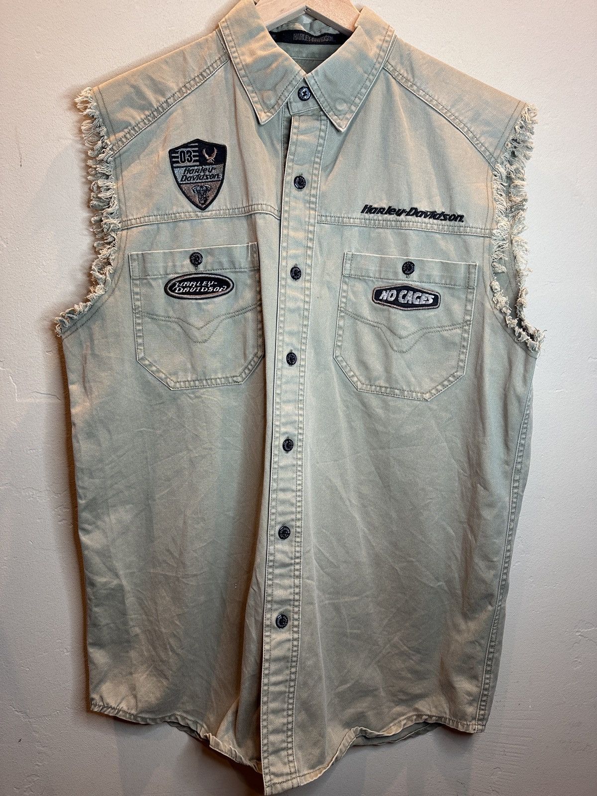Harley Davidson × Vintage *RARE* Vintage Harley Davidson Patch Embroidered Thrash Vest Size US M / EU 48-50 / 2 - 2 Thumbnail