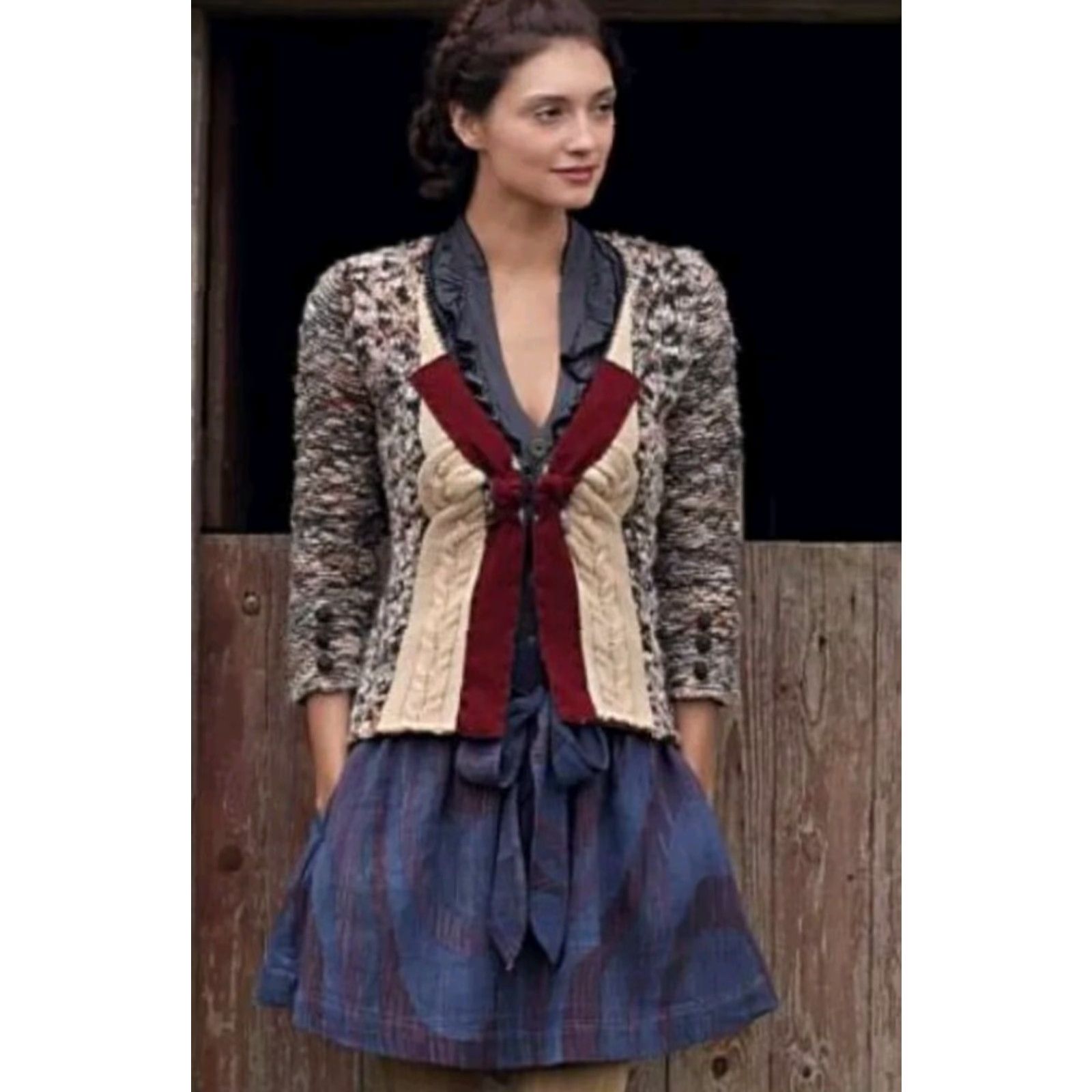 Anthropologie Anthropologie Field Flower Cardigan Sweater Size S Multicolor Floral Knit Women Bohemian Long Sleeve Cardigan Therapy Size S / US 4 / IT 40 - 2 Thumbnail