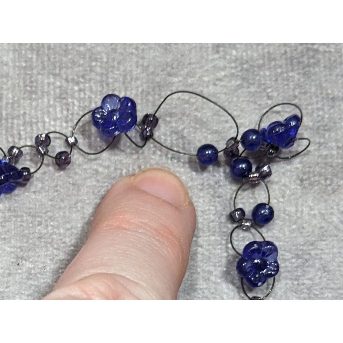 Other 90s Style Blue Beaded Floral Necklace Size ONE SIZE - 4 Thumbnail