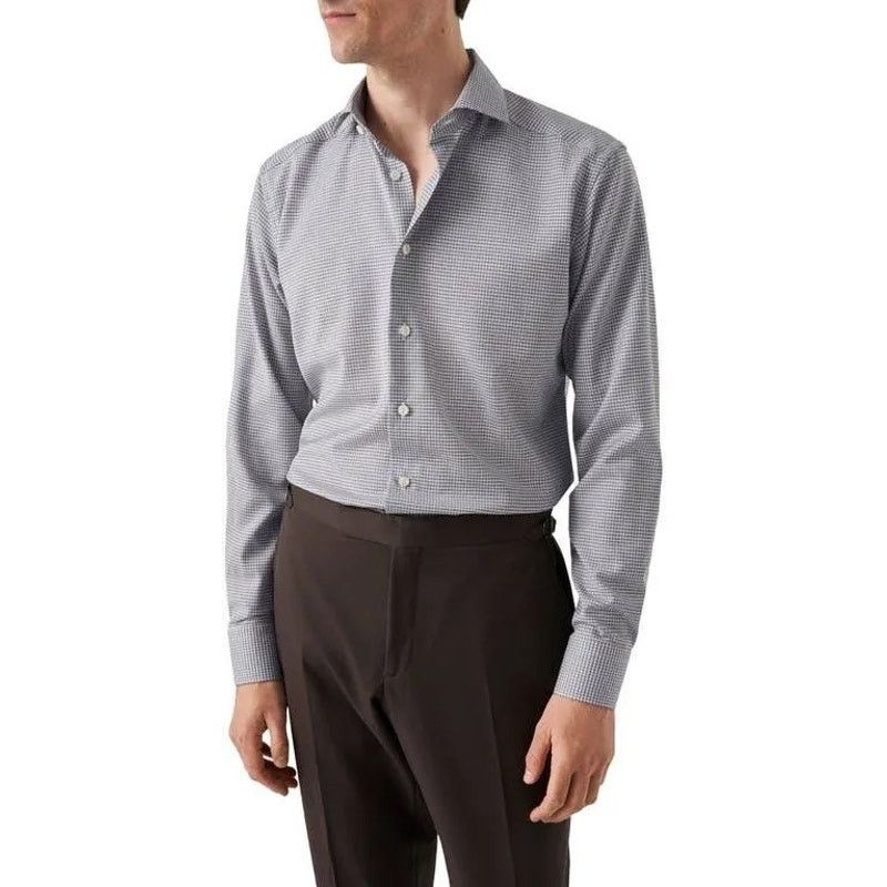 Eton New nwt SZ Large Eton Gray Plaid Slim Fit Dress Shirt Check | Grailed