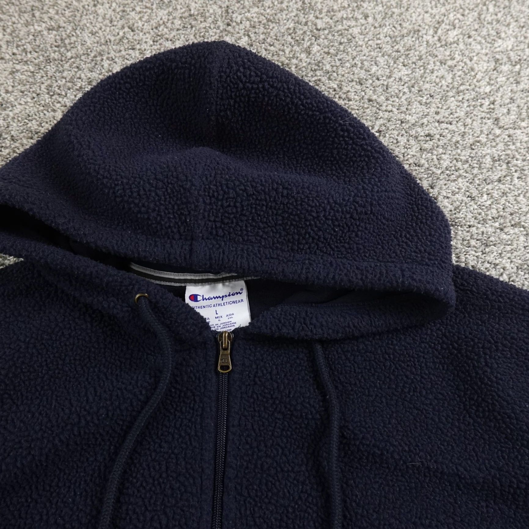 Champion Champion Hoodie Mens L Blue Sherpa Fleece 1/4 Zip Pullover Pocket Logo Embroidered Solid Size US L / EU 52-54 / 3 - 3 Thumbnail