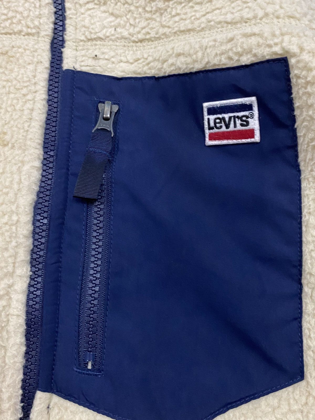 Levi's Levi’s Deep Pile Sherpa Fleece Jacket Cream Navy Retro Style Size US L / EU 52-54 / 3 - 9 Thumbnail