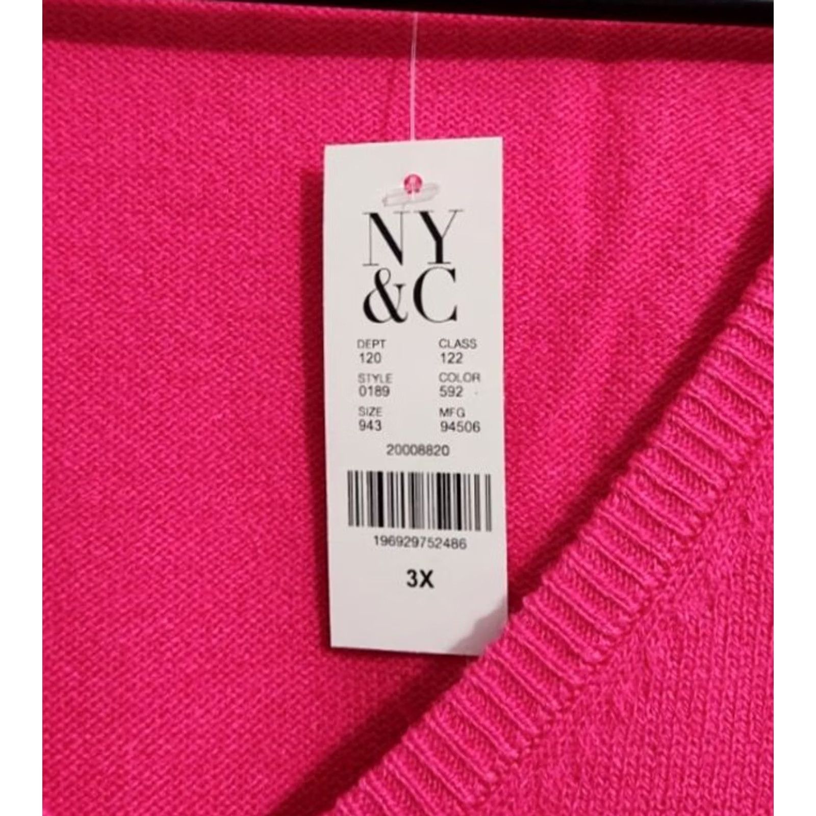 Vintage New York & Company NY&Co Womens 3X Sweater V-Neck Pullover Acrylic Pink Size XXL / US 16-18 / IT 52-54 - 4 Thumbnail