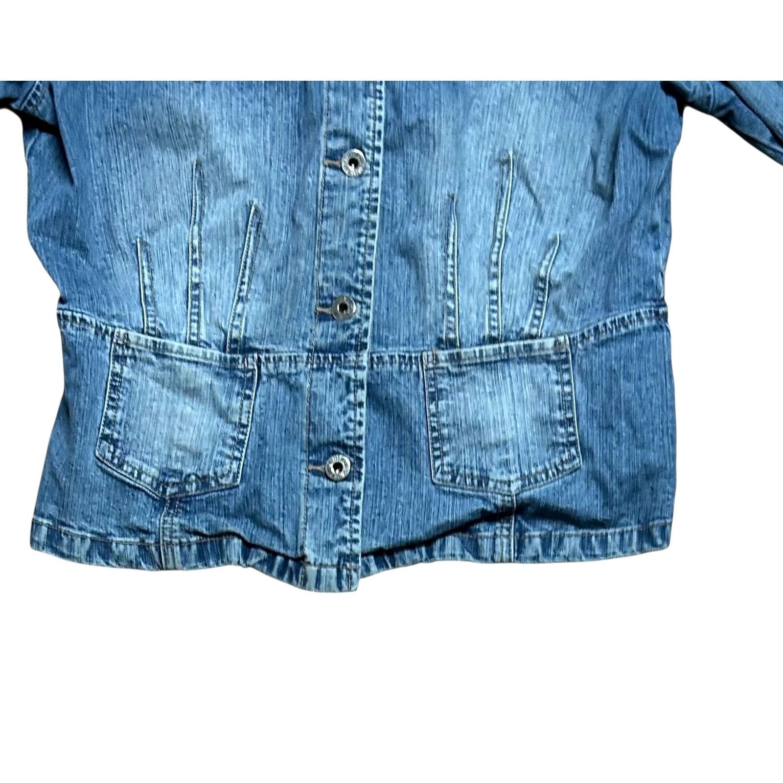 Guess VINTAGE GUESS Denim Tailored Jacket Blue Size XL Women Button Down Jacket Coat Mid-Length Long Sleeve Size 40" / US 18 - 4 Thumbnail