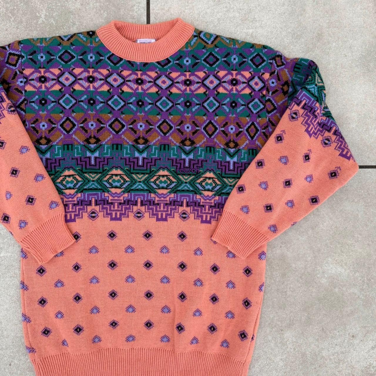 Vintage Reusch Vintage 90s Wool Jumper Multicolour Printed Size US L / EU 52-54 / 3 - 3 Thumbnail