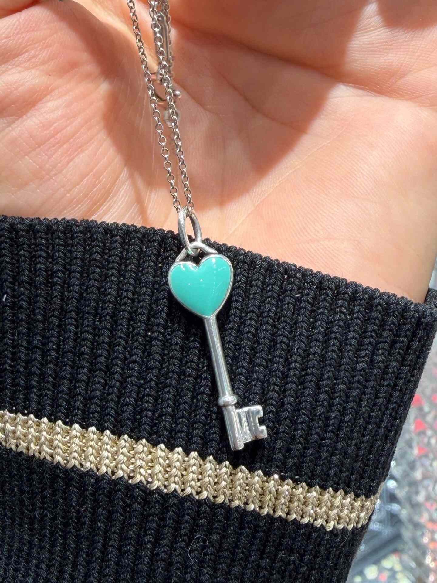Tiffany & Co. Tiffany 925 Silver Blue Enamel Key Necklace Size ONE SIZE - 1 Thumbnail
