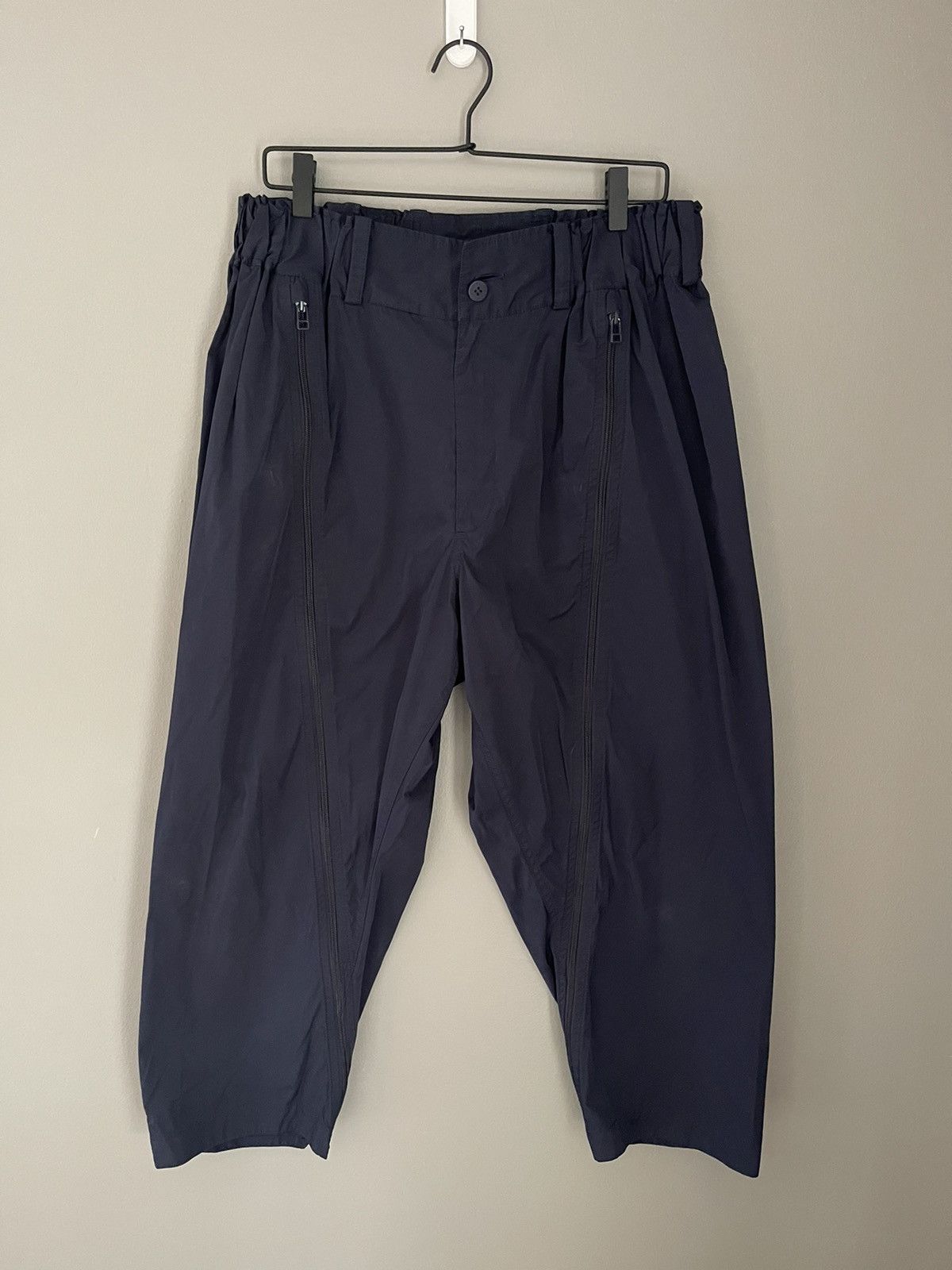 Issey Miyake Navy Nylon Issey Miyake Man Wide Cropped Full Zip 