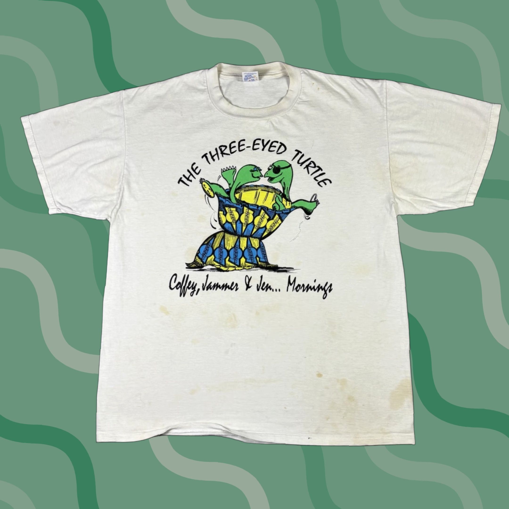 Jerzees VINTAGE Jerzees The Three Eyed Turtle Bar Beer Promo T Shirt XL White Crew Neck Short Sleeve Mens Size US XL / EU 56 / 4 - 1 Thumbnail