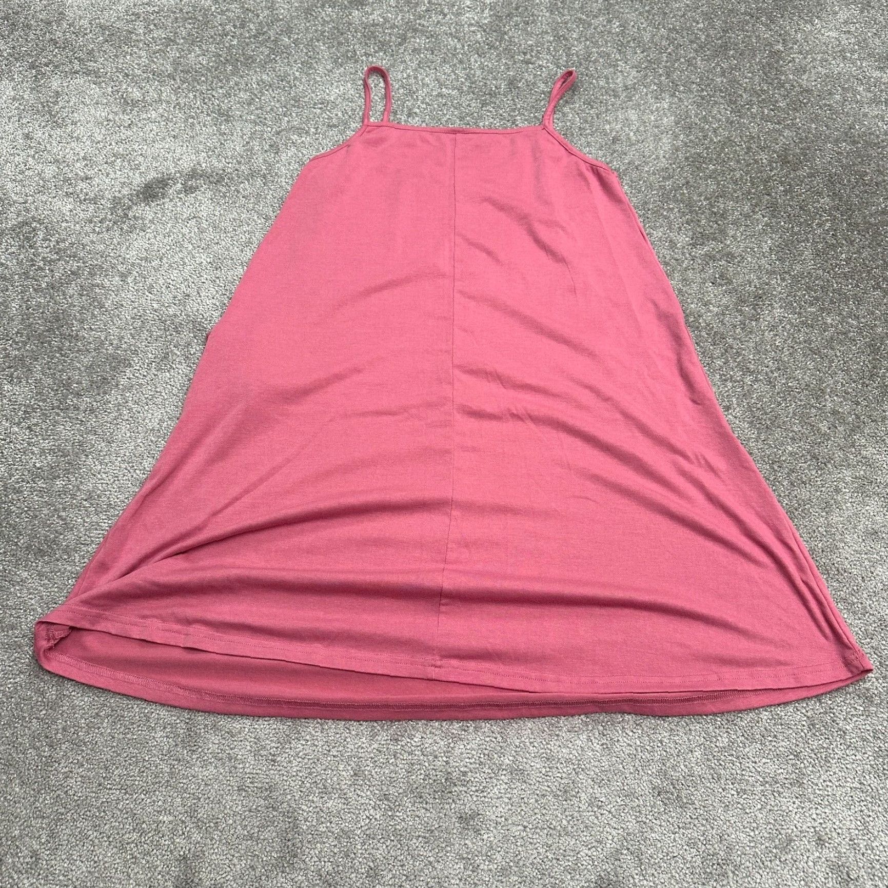 Pinko Unbranded Knee Length Tank Dress Womens M Pink Pockets Spaghetti Strap V-Neck Casual Knit Rayon Spandex Size M / US 6-8 / IT 42-44 - 2 Thumbnail