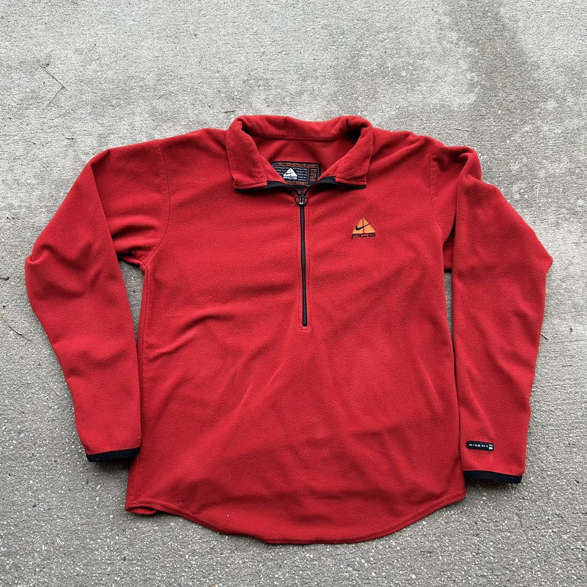 image of 1998 Nike Acg Half Zip Deep Pile Fleece In Red And Orange, Men's (Size Large)