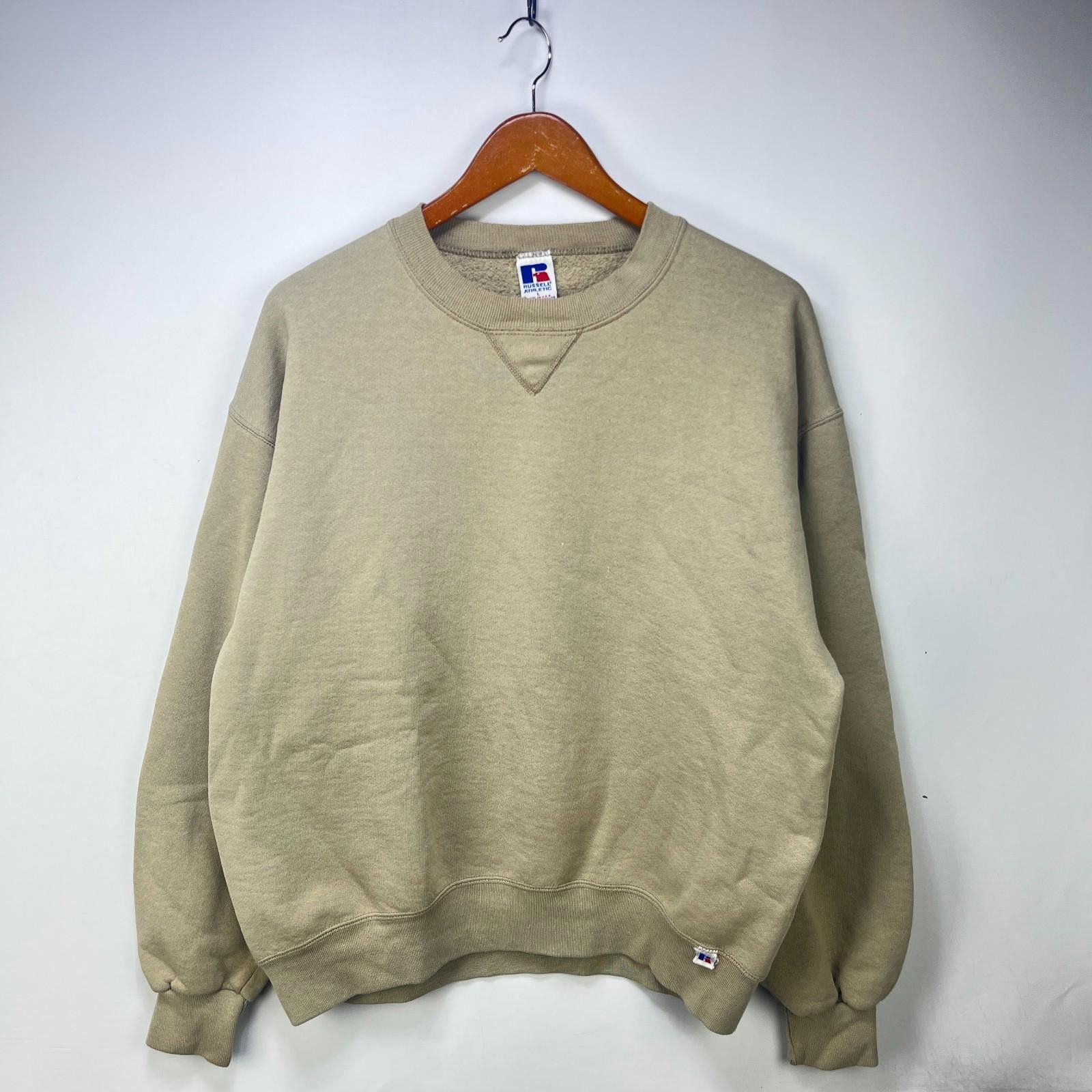 Russell Athletic Vintage 90s Russell Athletic Beige Blank Sweatshirt Large Size US L / EU 52-54 / 3 - 1 Thumbnail