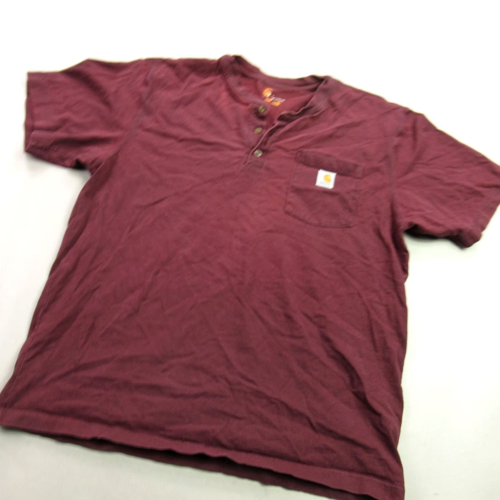 Carhartt Carhartt Shirt Mens Large Short Sleeve Henley Crew Neck Burgundy Buttons Red Size US L / EU 52-54 / 3 - 2 Thumbnail