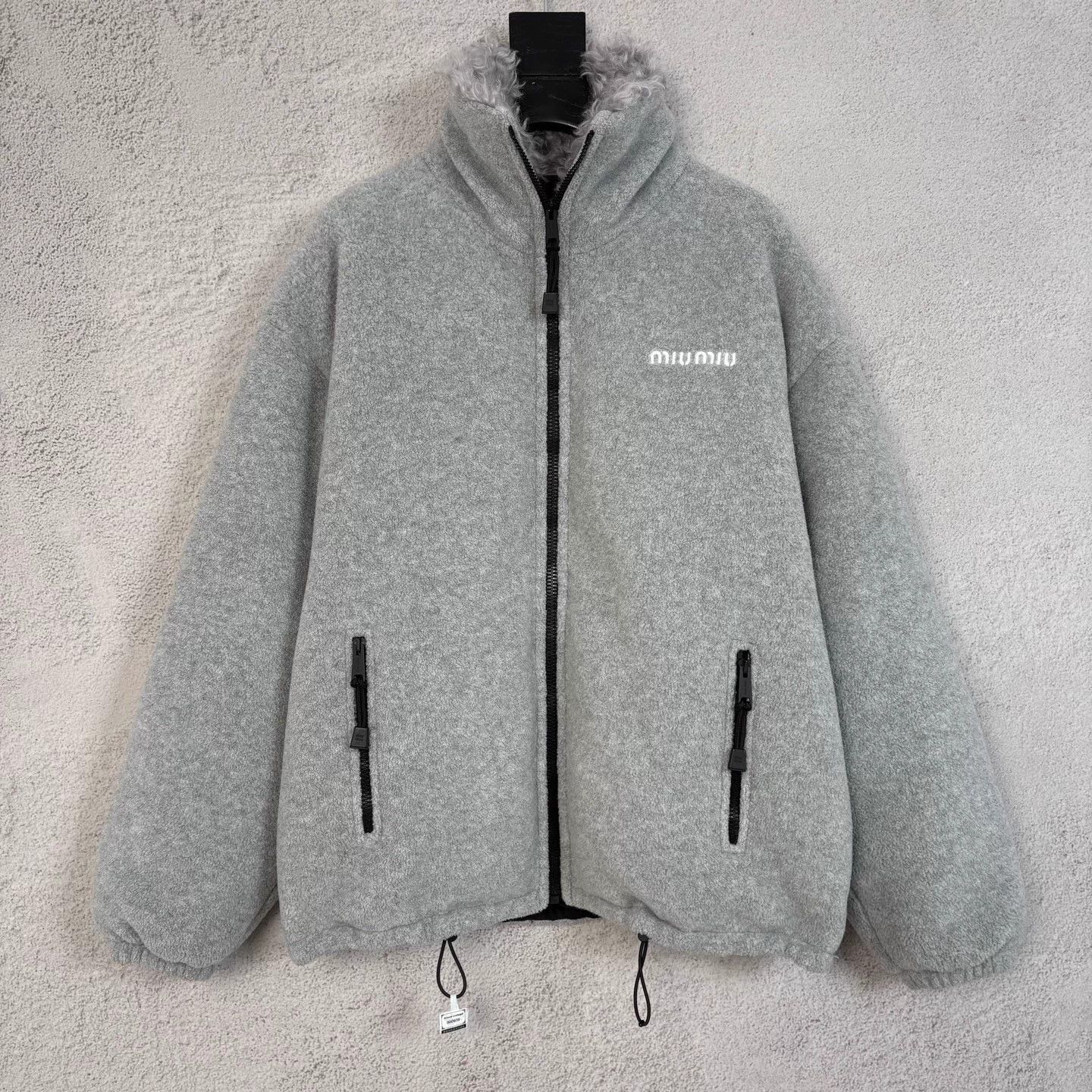 Miu Miu MIU MIU Gray Embroidered Logo Fleece Collar Zip Jkt Size XS / US 0-2 / IT 36-38 - 1 Thumbnail