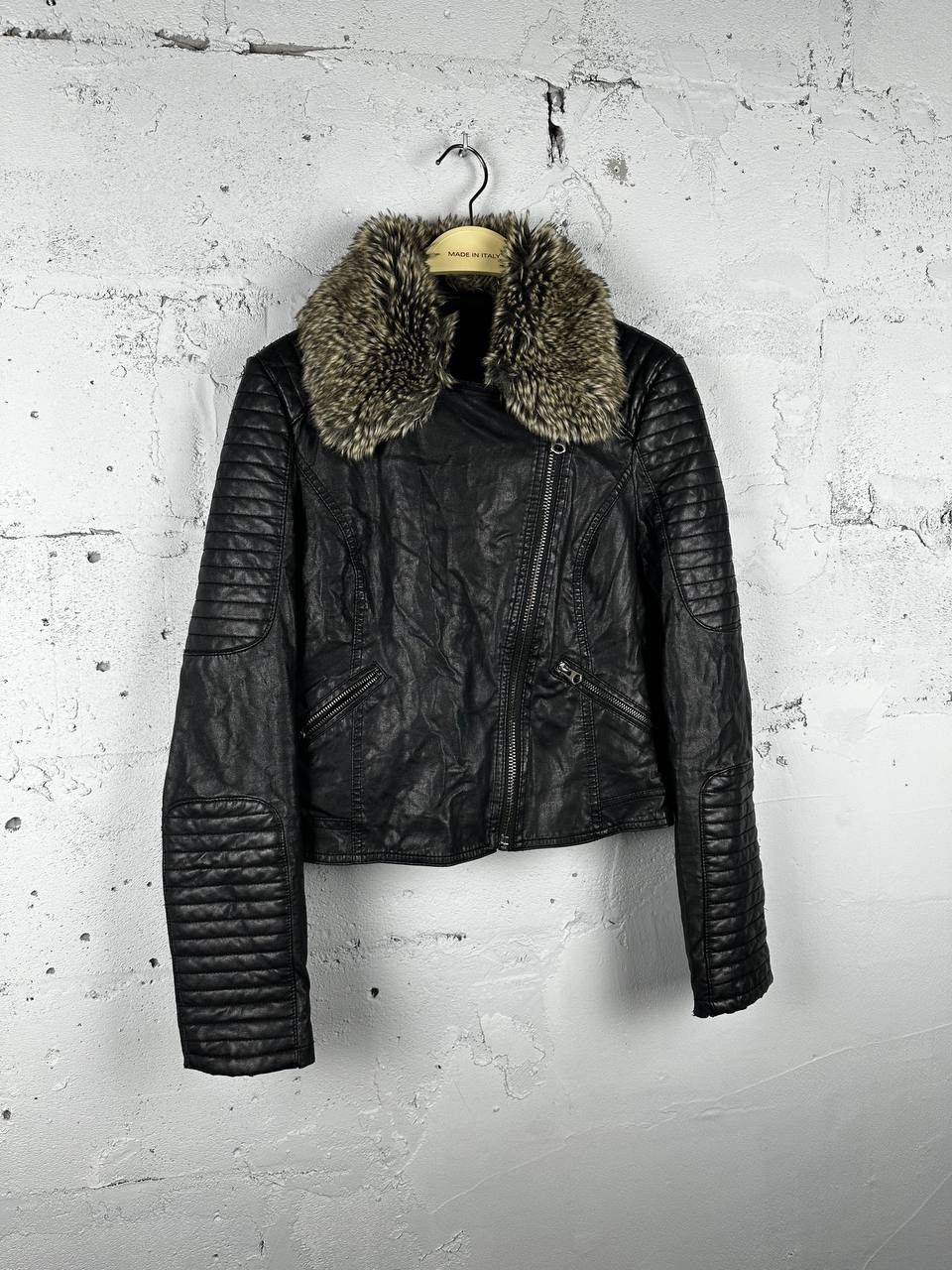 Vintage FADED VINTAGE CROPPED ARCHIVE MOTO BIKER BLAZER FUR JACKET Size S / US 4 / IT 40 - 2 Thumbnail