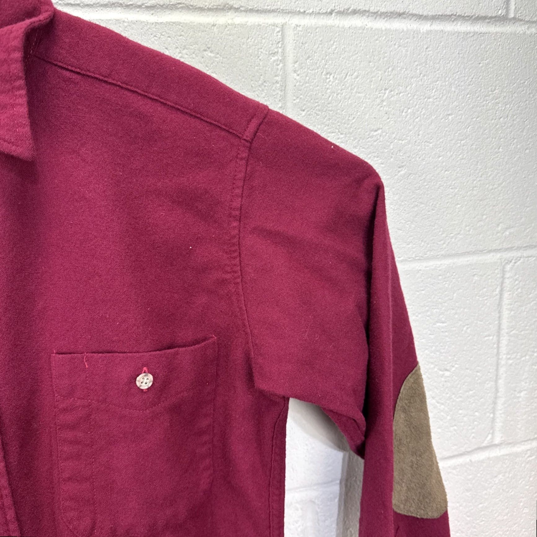 Pendleton VTG Pendleton Flannel Shirt Medium Burgundy Elbow Patches Pure Virgin Wool USA Size US M / EU 48-50 / 2 - 7 Thumbnail