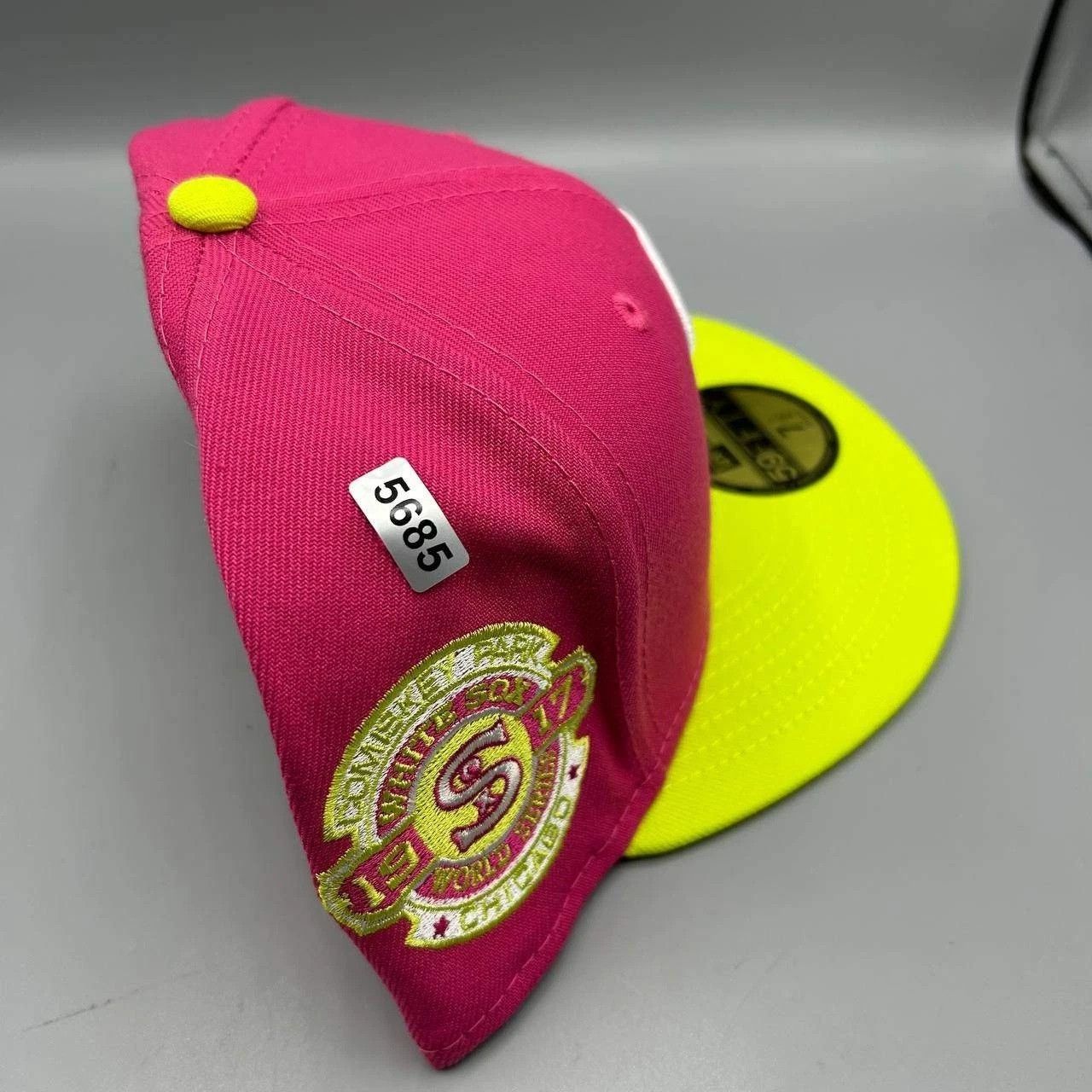 New Era Chicago White Sox Hat Men 7 1/2 Pink Yellow MLB Fitted Cap Size ONE SIZE - 9 Thumbnail