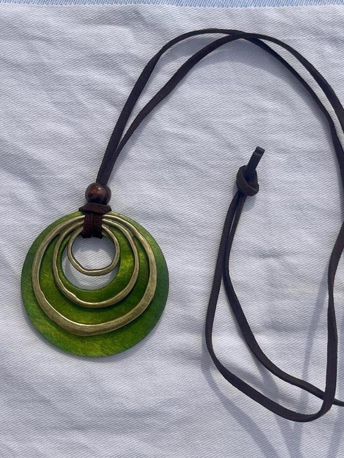 Other Gold green wooden bohemian spiral pendant necklace Size ONE SIZE - 3 Thumbnail