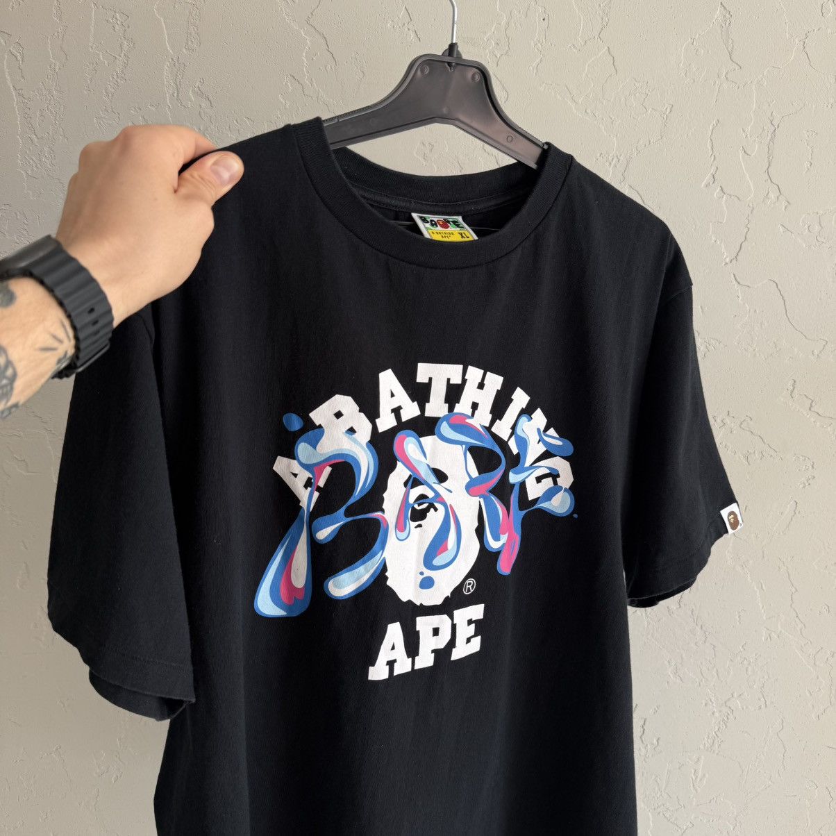 A Bathing Ape BAPE Marble Camo Liquid College Tee