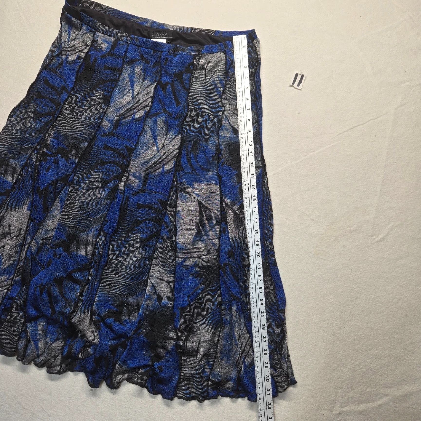 Vintage Nancy Bolen for City Girl Skirt - Midi Elastic Waist Womens XL Blue - City Theme Size 40" / US 18 - 6 Thumbnail