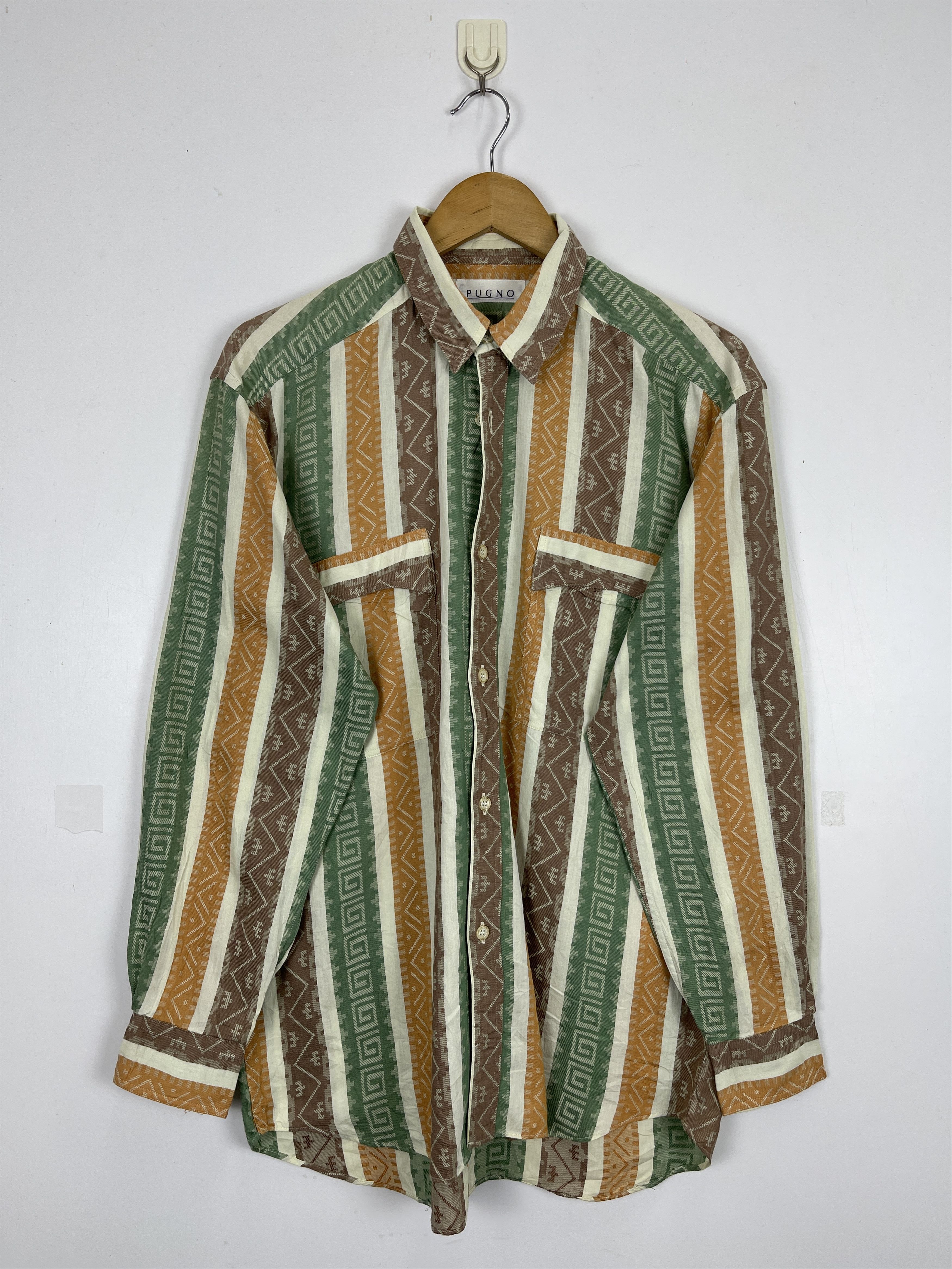 Vintage Vintage Italian Designer Native Striped Button Up Shirt Grailed 