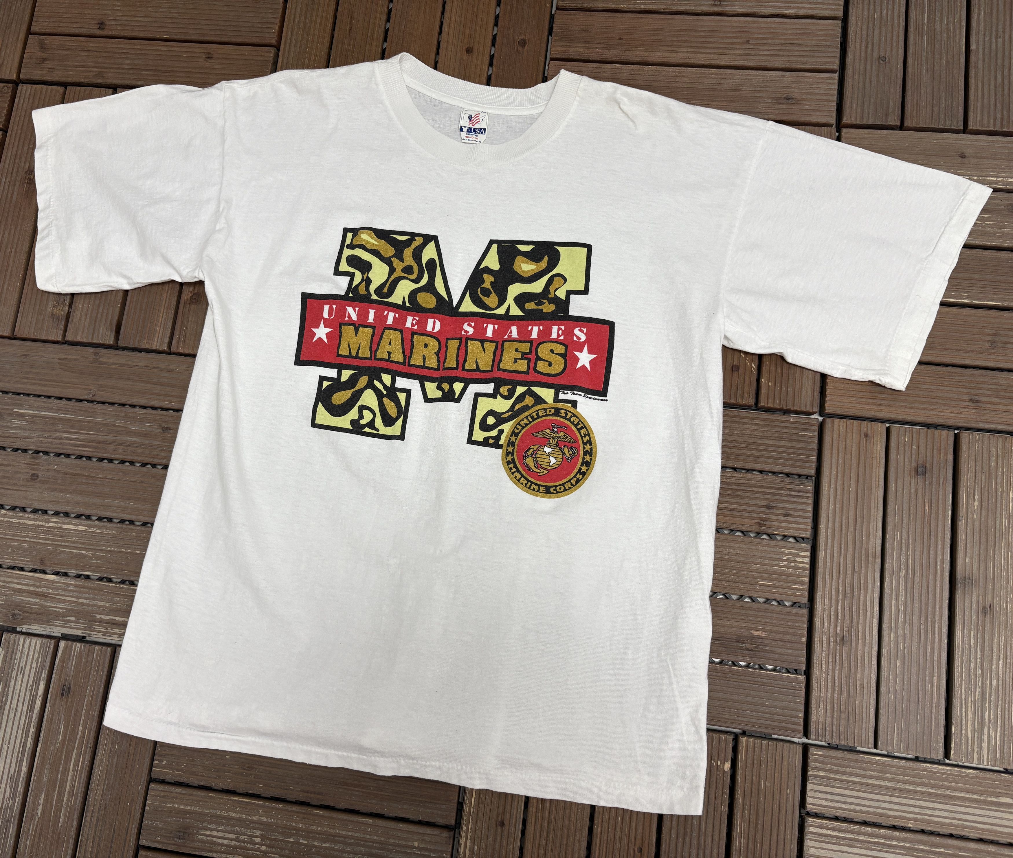 Vintage United States Marines Vintage White T-Shirt Tee Size US XL / EU 56 / 4 - 3 Thumbnail