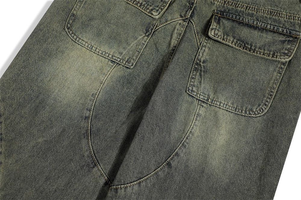 Japanese Brand × Jean Washed men's oversize stitching loose straight cargo jeans Size US 32 / EU 48 - 6 Thumbnail