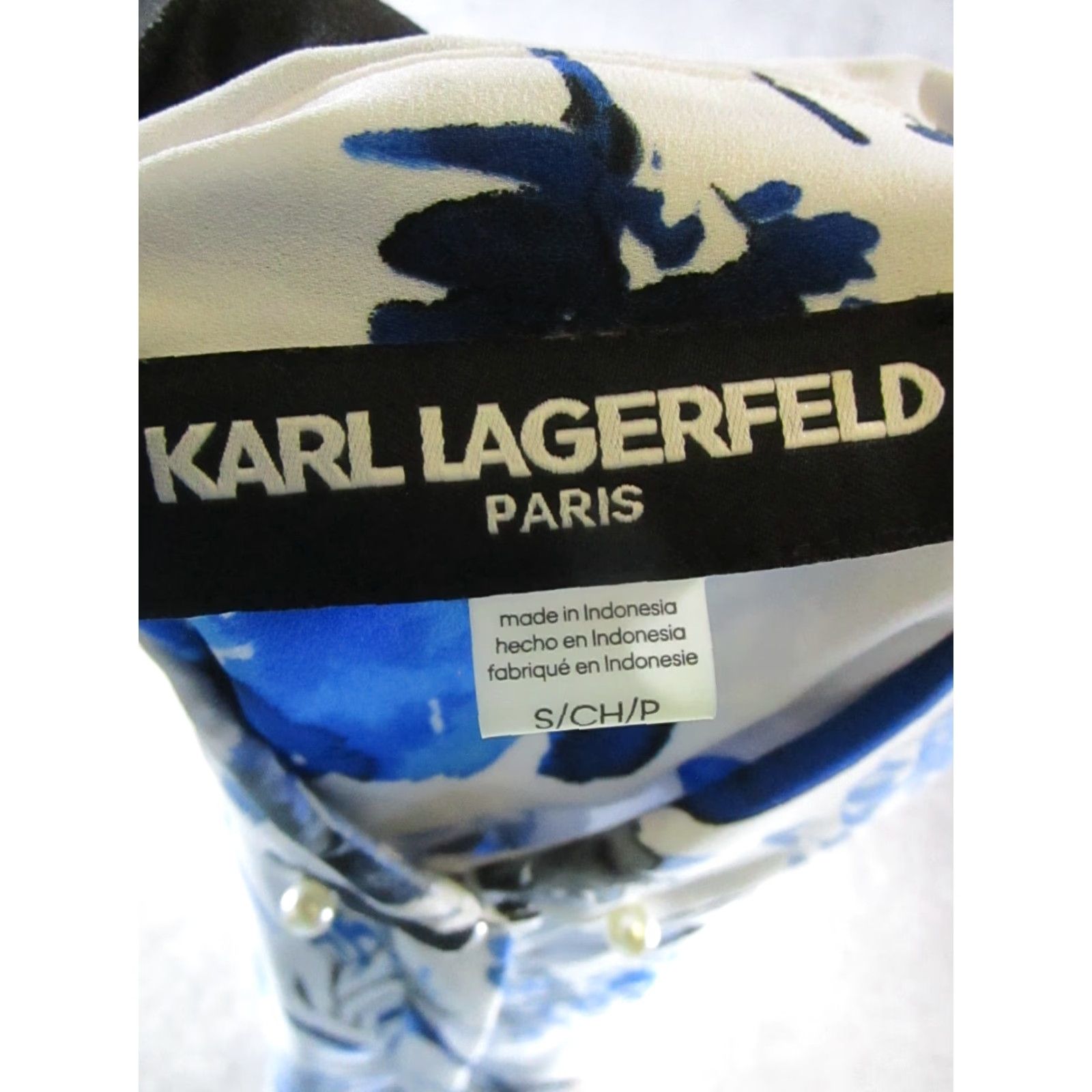 Karl Lagerfeld VINTAGE Karl Lagerfeld Shirt Womens Small White Blue Button Up Blouse Size S / US 4 / IT 40 - 3 Thumbnail