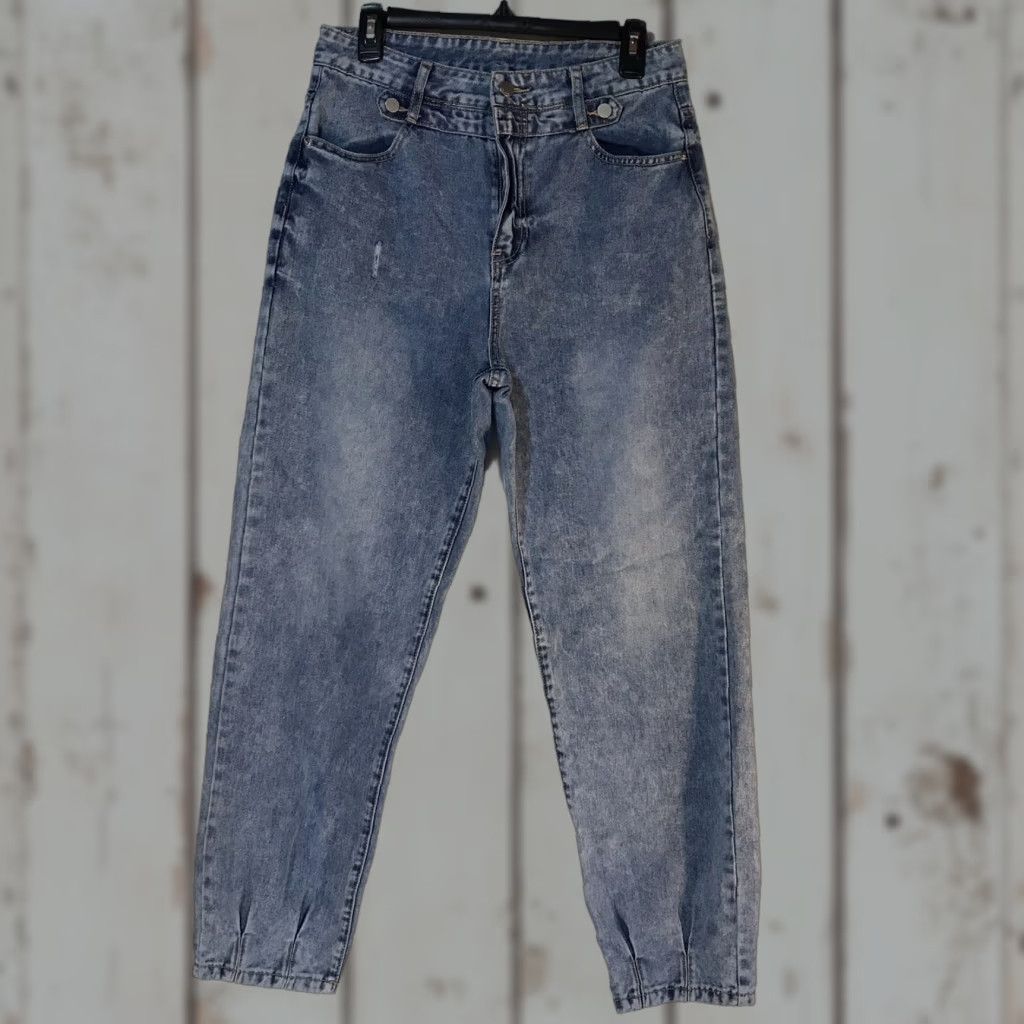 Shein VINTAGE No | SheIn | Jeans | Women | Size L | Blue | Acid Wash | High Rise | Pleated | Ankle | 5-Pocket | Button Zip | Regular Fit Size 36" / US 14 / IT 50 - 1 Thumbnail