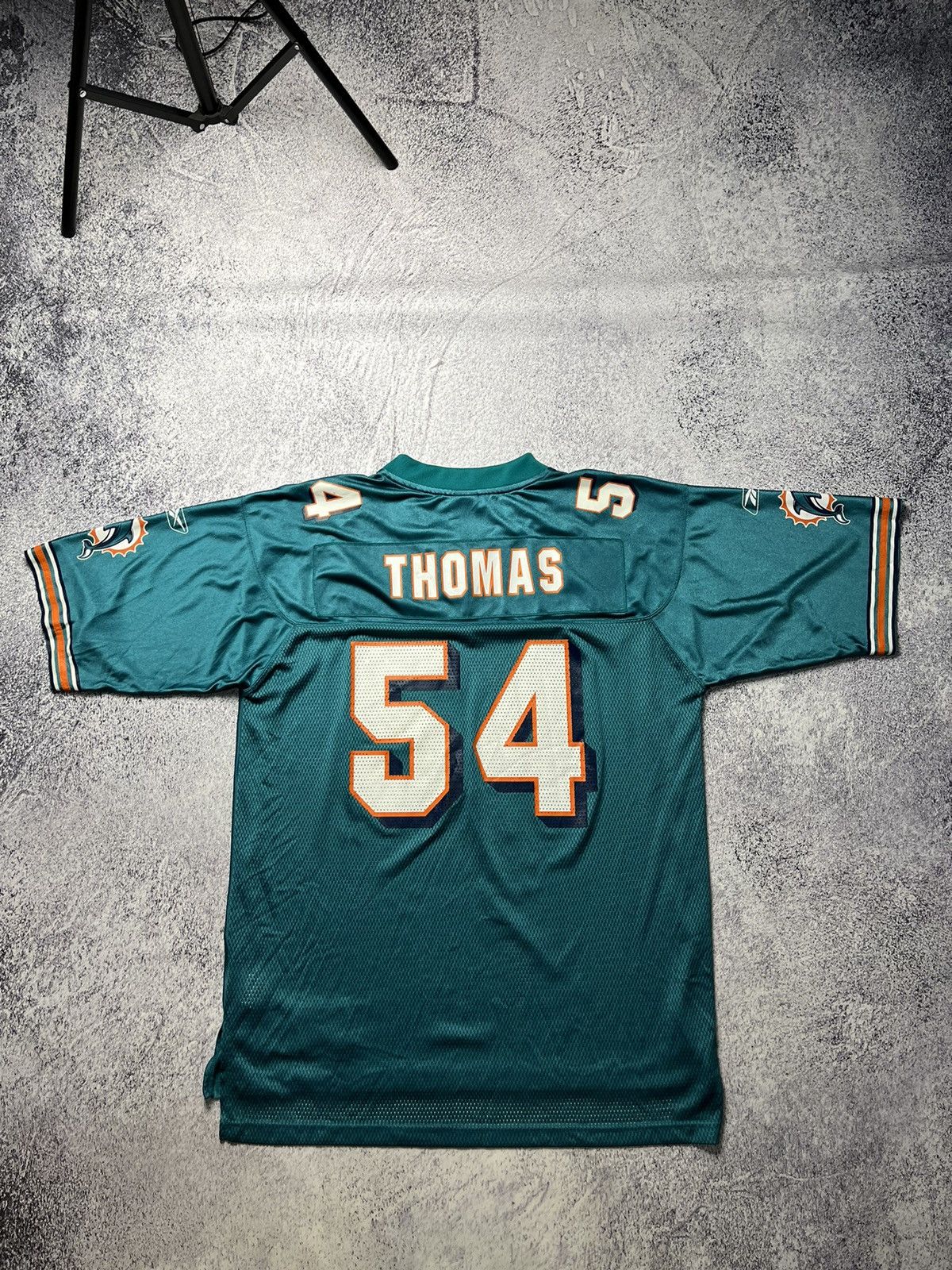 NFL Vintage REEBOK Miami Dolphins Thomas #54 Teal NFL Jersey Size US L / EU 52-54 / 3 - 13 Thumbnail