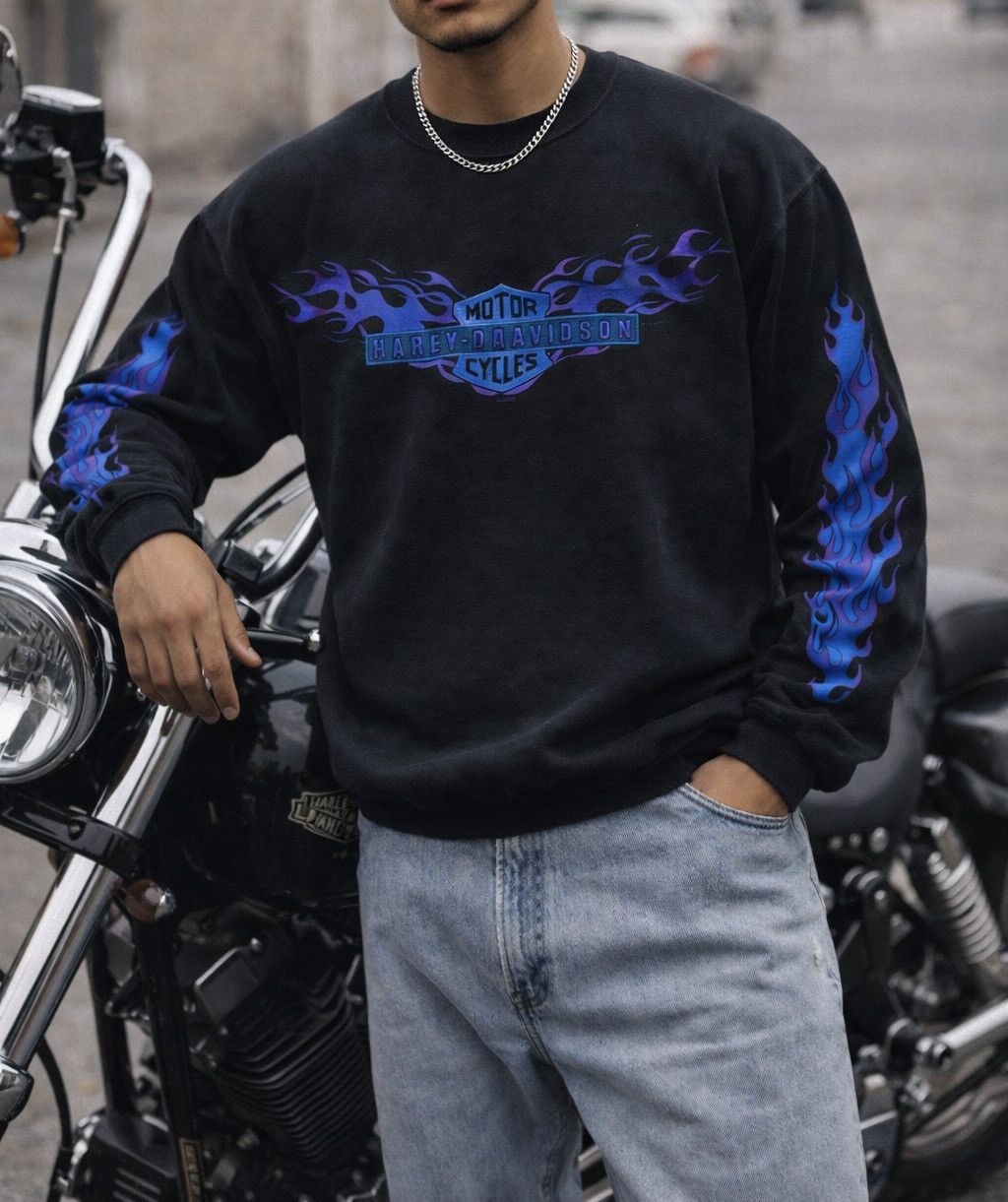 Harley Davidson 🔥VTG 90s Harley Davidson Motorcycle Long Sleeve Sweatshirt Size US M / EU 48-50 / 2 - 8 Thumbnail