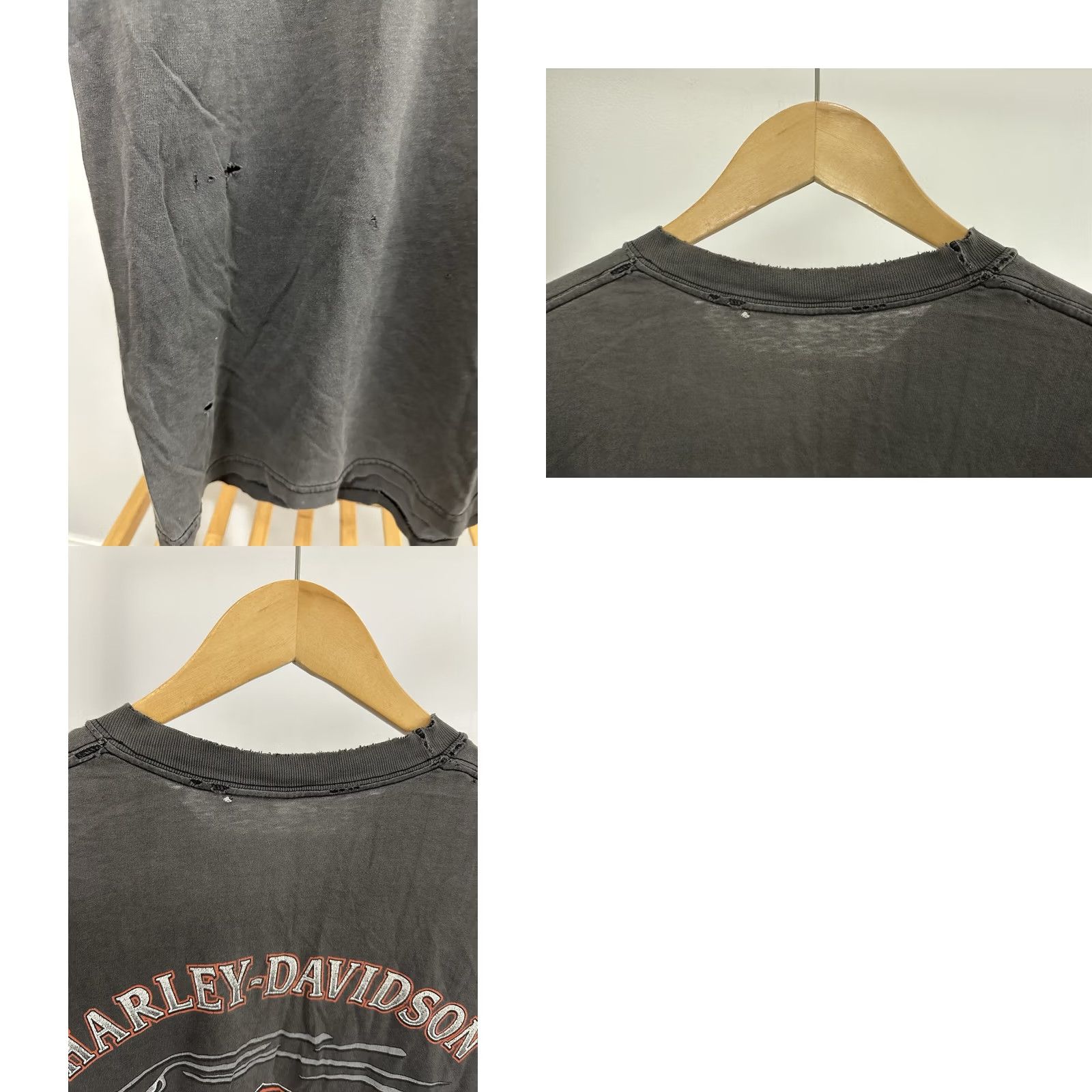 Harley Davidson VTG Harley-Davidson T-Shirt XL Black Distressed Flame Fire Wolf Bike Grunge Ride Men Mens Size US XL / EU 56 / 4 - 8 Thumbnail