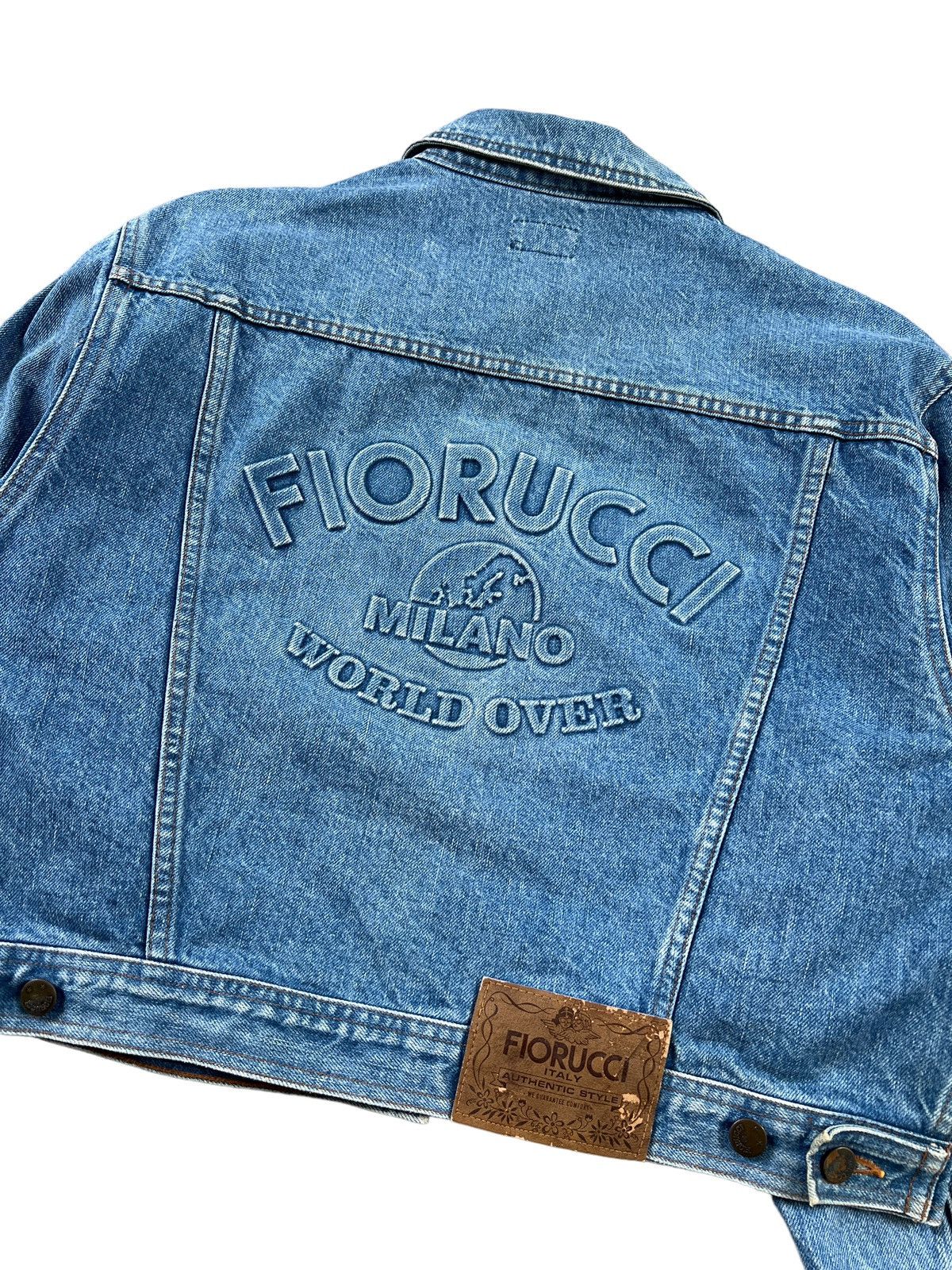 Fiorucci × Vintage Vintage 80s Fiorucci 3D Logo Cropped Denim Jacket Size US M / EU 48-50 / 2 - 7 Thumbnail