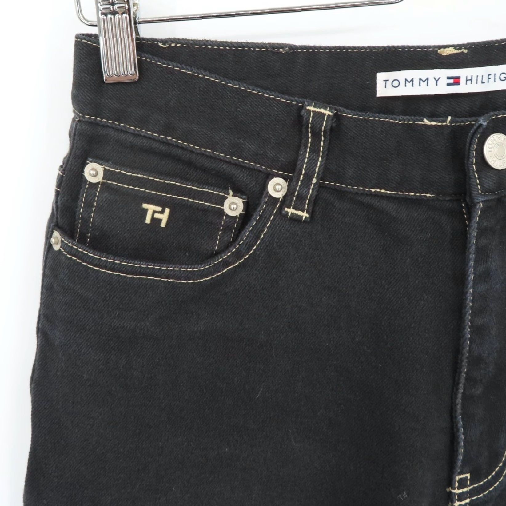 Tommy Hilfiger VINTAGE Tommy Hilfiger Women Jeans Denim 5-Pocket Black Embroidered Pocket Cotton Blend 6 Straight N Womens Size 28" / US 6 / IT 42 - 3 Thumbnail