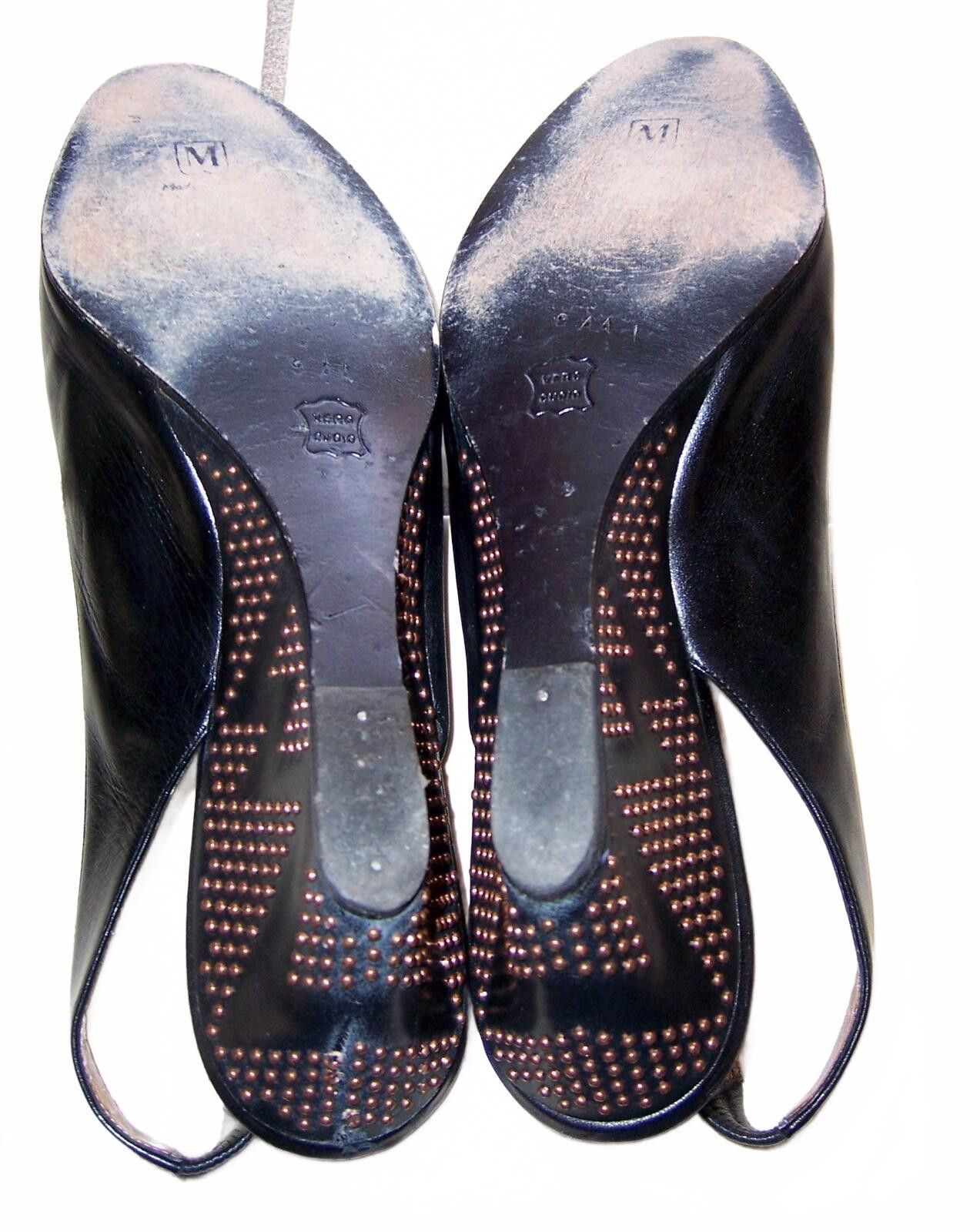 Bruno Magli Vintage Bruno Magli Black Slingback Studded Heels - 6AA Size US 6 / IT 36 - 7 Thumbnail